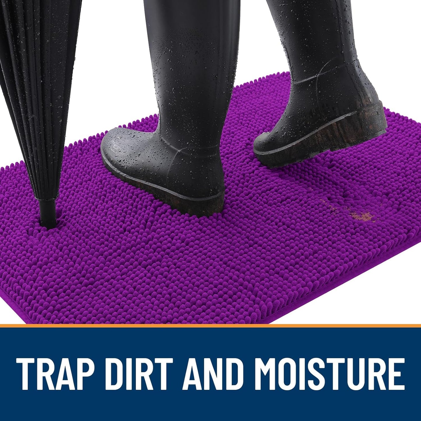 OLANLY Dog Door Mat for Muddy Paws 40x32, Absorbs Moisture and Dirt, Absorbent Non-Slip Washable Doormat, Quick Dry Chenille Mud Mat for Dogs, Entry Indoor Entryway Carpet for Inside Floor, Purple