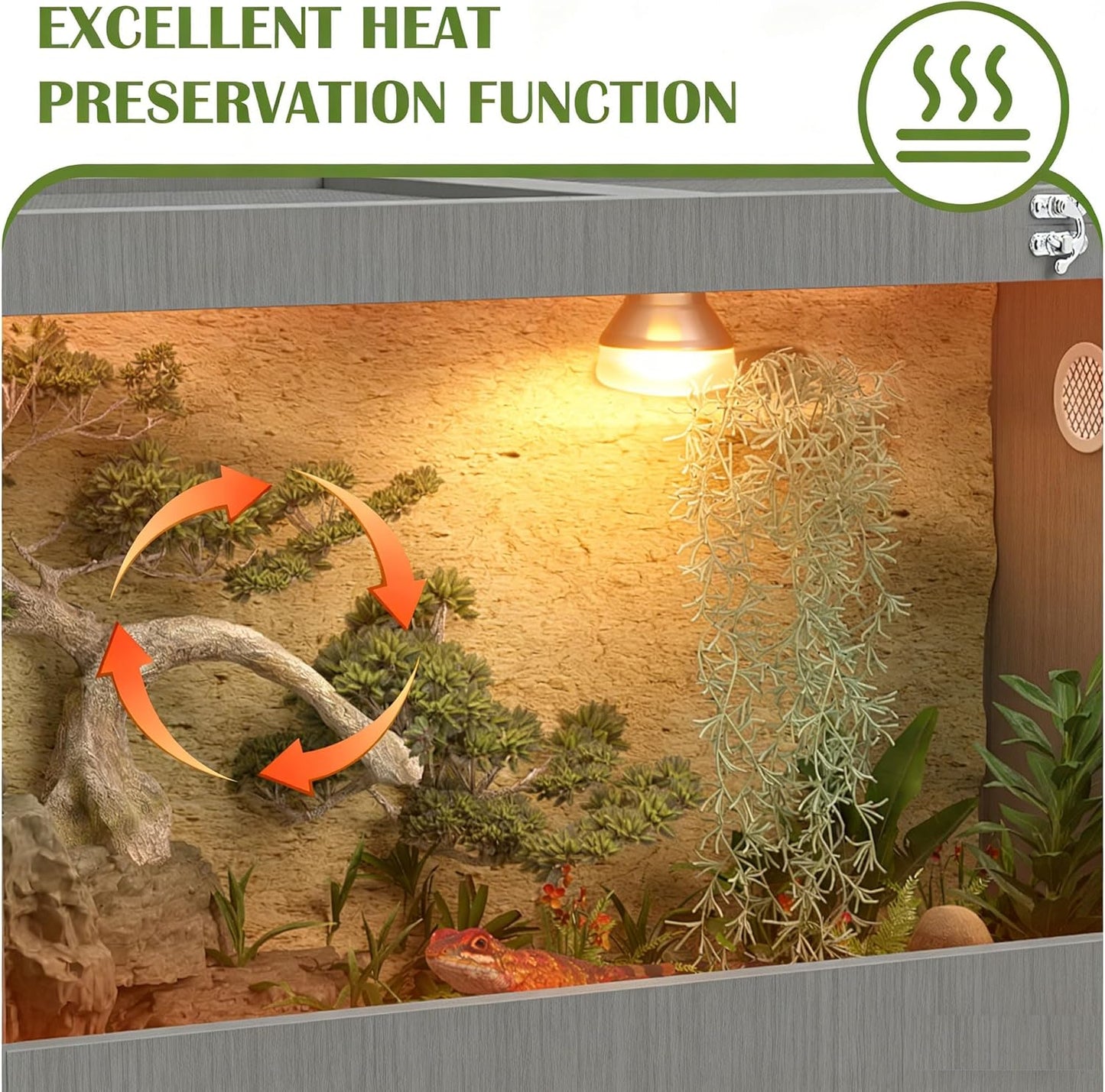 COCO DESIGN 45 Gallon Reptile Tank, Bearded Dragon Tank Reptile Enclosure with Mesh Top Fron, Integrated Sliding Lockable Doors with Storage Cabinet Large Habitat for Snake Tank Lizard Turtle