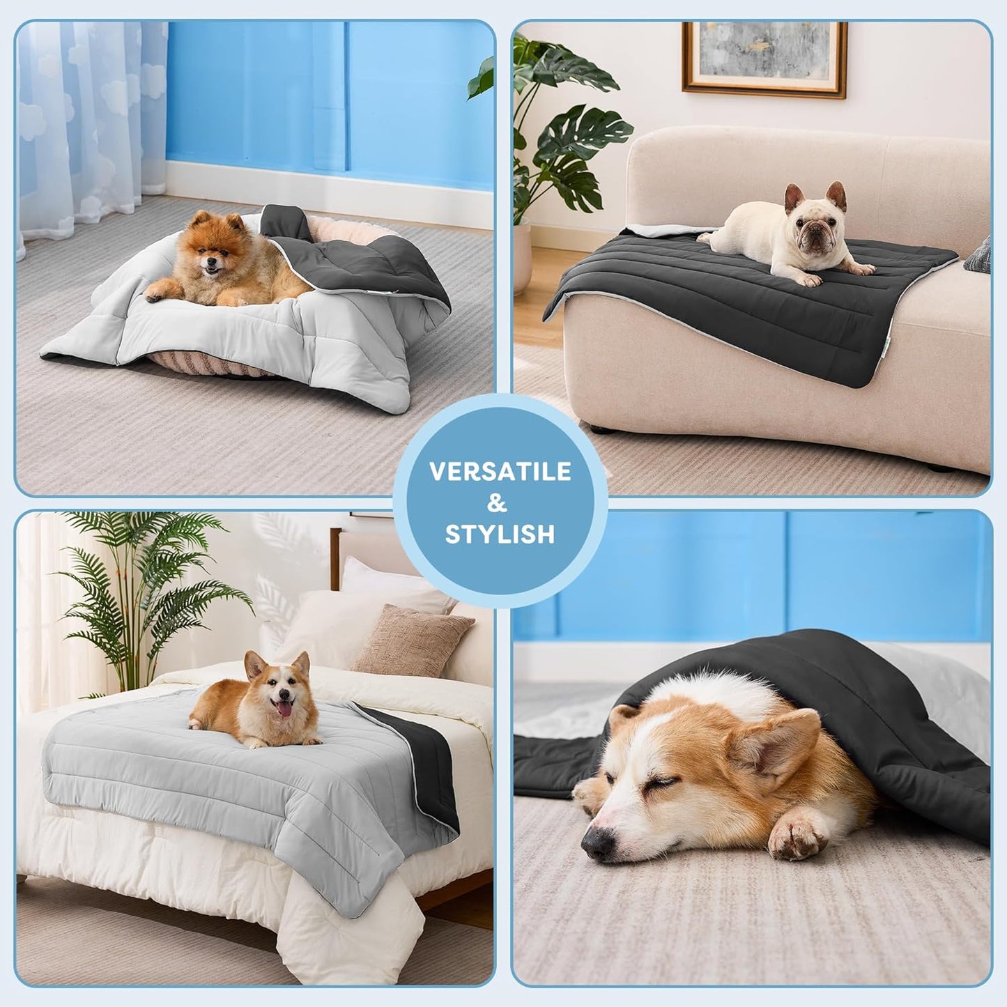 Dog Cooling Blanket, Reversible Pet Cooling Blanket for Summer, Washable Dog High Cold Pads Mat, for Couch Protector Bed Cover