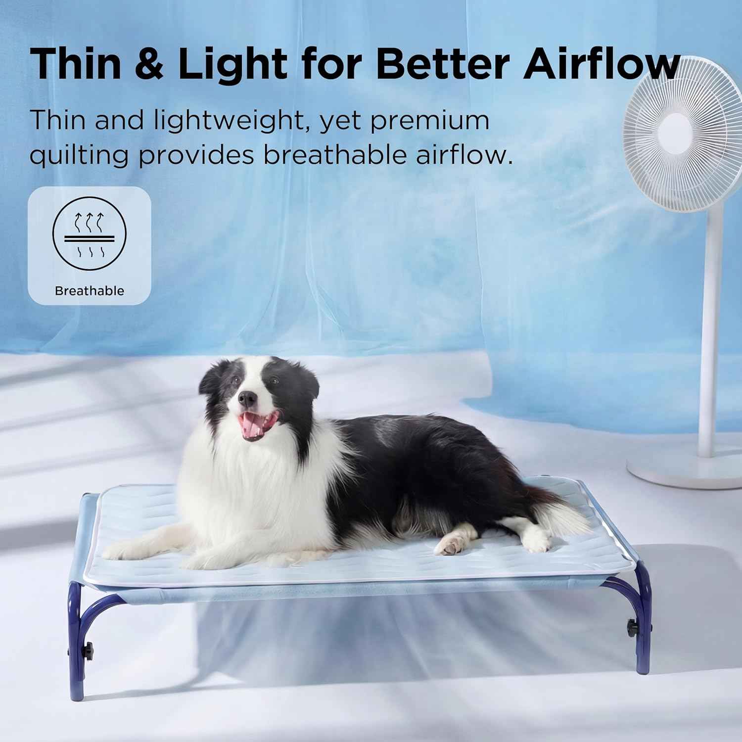 Bedsure Cooling Mat for Large Dogs - Q-Max>0.4 Thin Breathable Cooling Crate Pad Indoor for Pet with Chill Cool Fiber as Cooling Topper，Portable Washable Kennel Mat in Outdoor Summer, 35x23, Grey