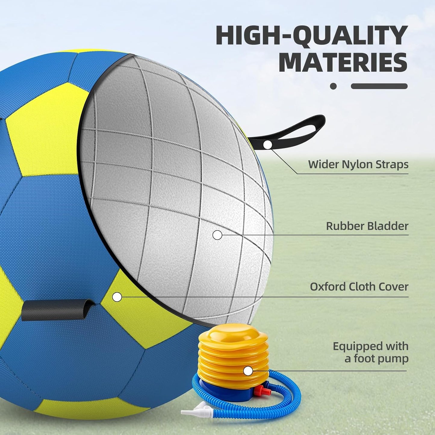 Diman Herding Ball for Dogs – 25 Inch Horse Ball, Large Dog Toy for Australian Shepherd (Blue Yellow)