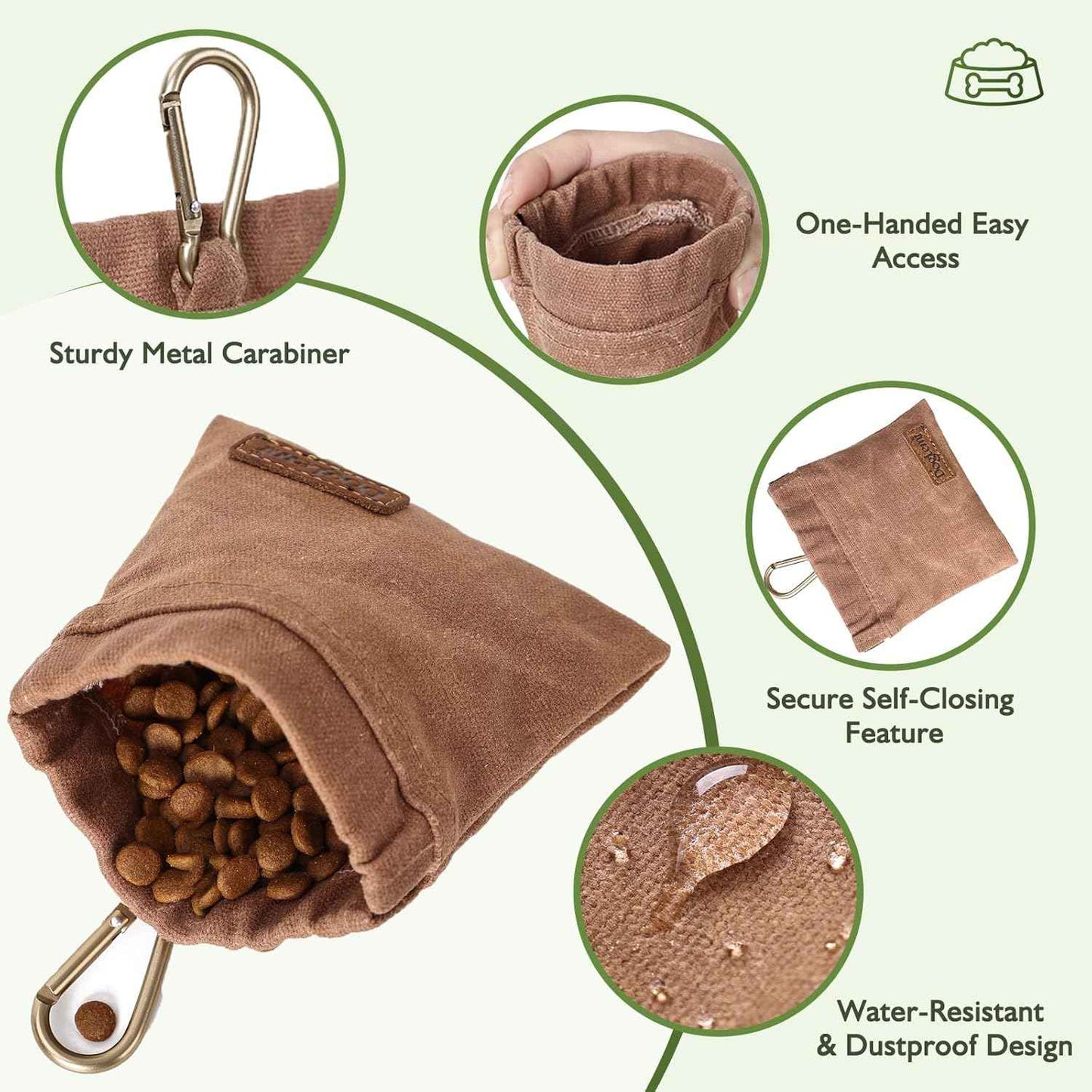 ETIAL Dog Treat Pouch,Portable Puppy Dog Training Treat Bag,Hand Free Dog Walking Bag,Auto Closing Pet Feed Snack Reward Pocket,Dog Food Dispenser for Pet Puppy Travel or Outdoor Use