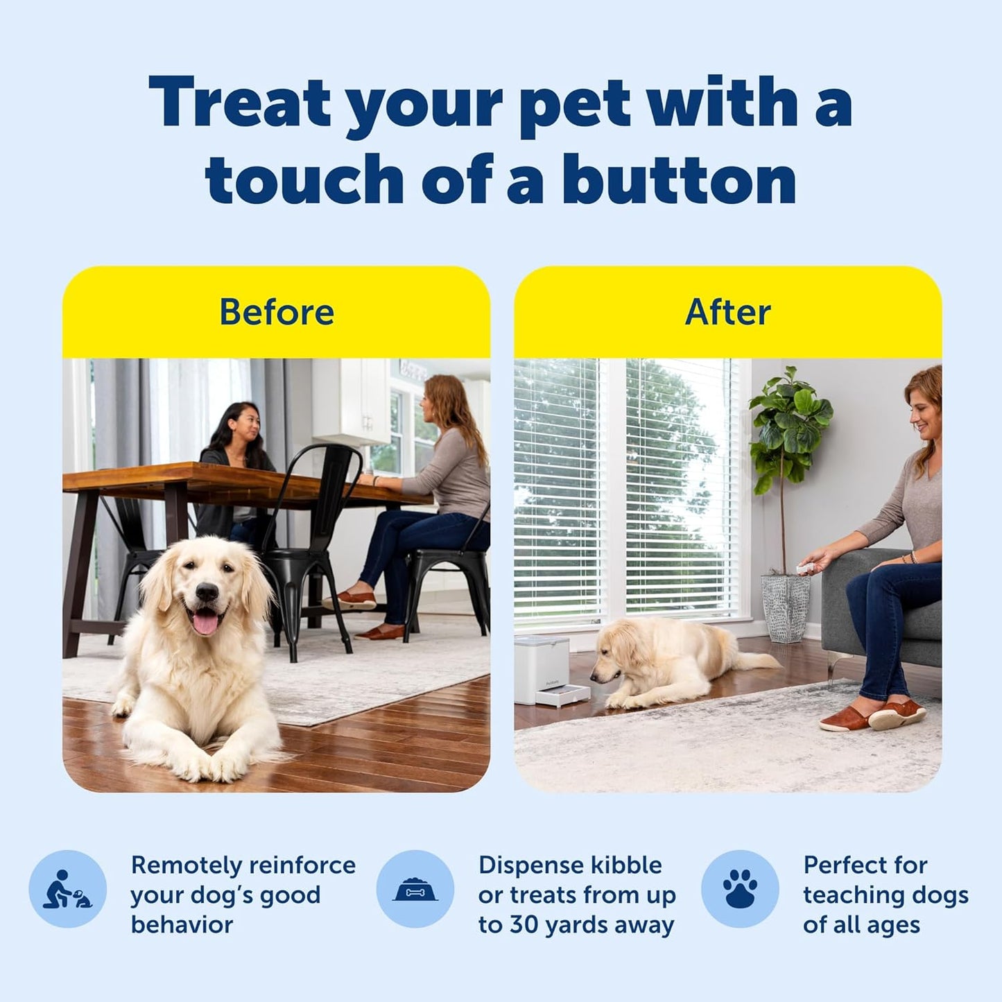 PetSafe Teach & Treat Remote Reward Trainer Remote Treat Dispenser for Dogs Portable Training Tool
