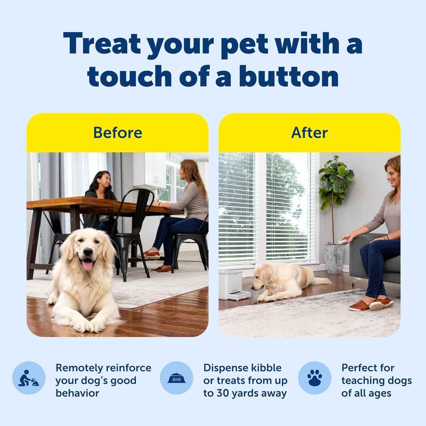PetSafe Teach & Treat Remote Reward Trainer Remote Treat Dispenser for Dogs Portable Training Tool