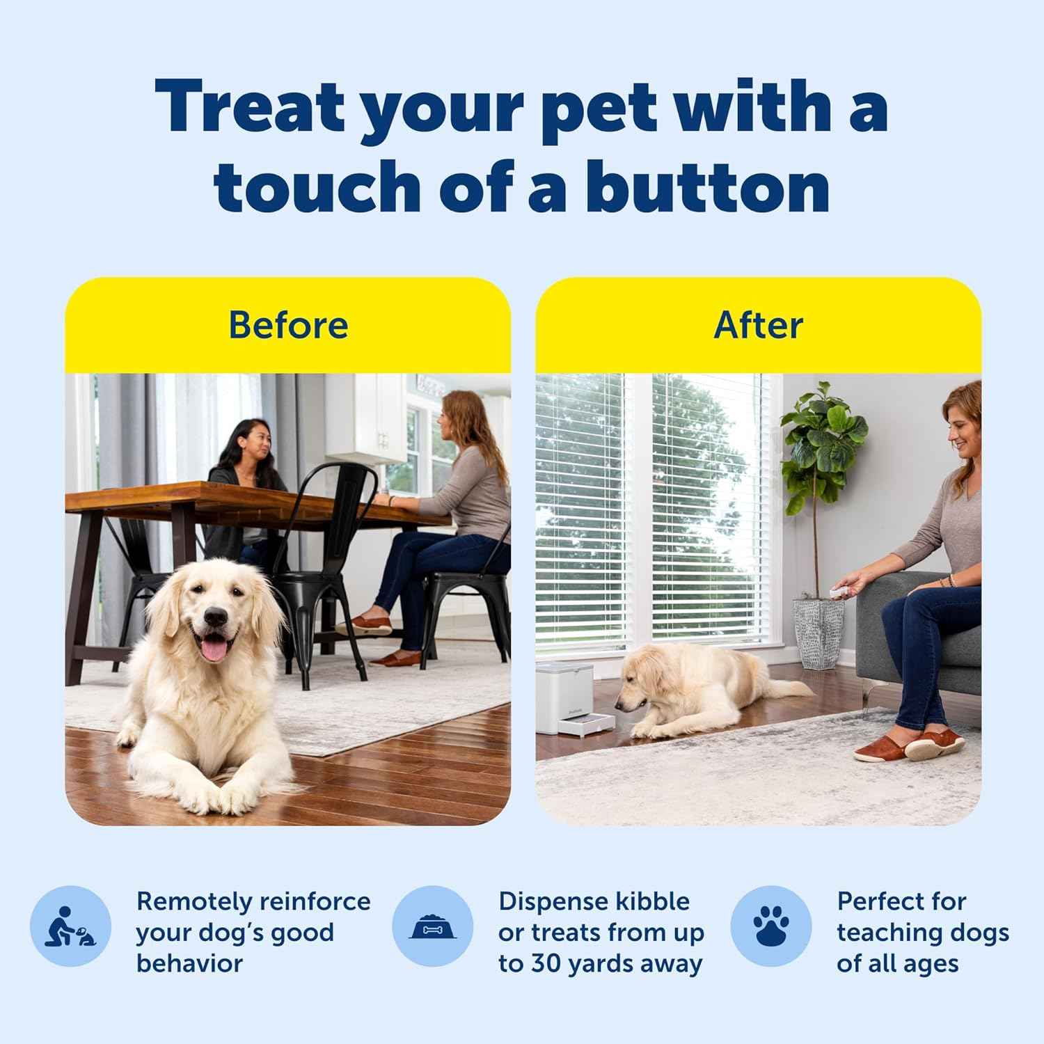 PetSafe Teach & Treat Remote Reward Trainer Remote Treat Dispenser for Dogs Portable Training Tool