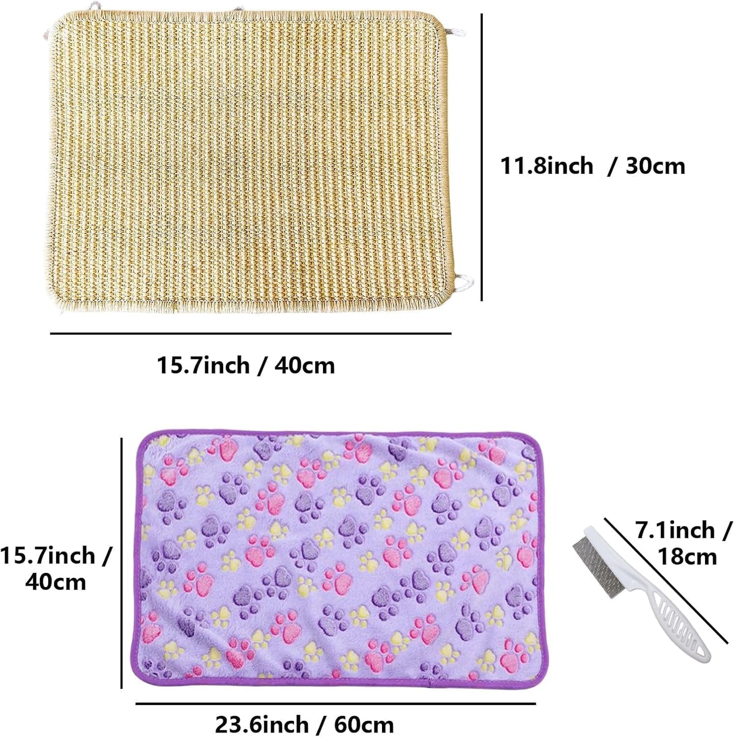 3Pcs Rabbit Scratching Pad 16 ×12'' Natural Sisal Bunny Scratch Pad Sugar Glider Hammock Climbing Cage Mat for Rabbit Bunny Guinea Pig Chinchilla