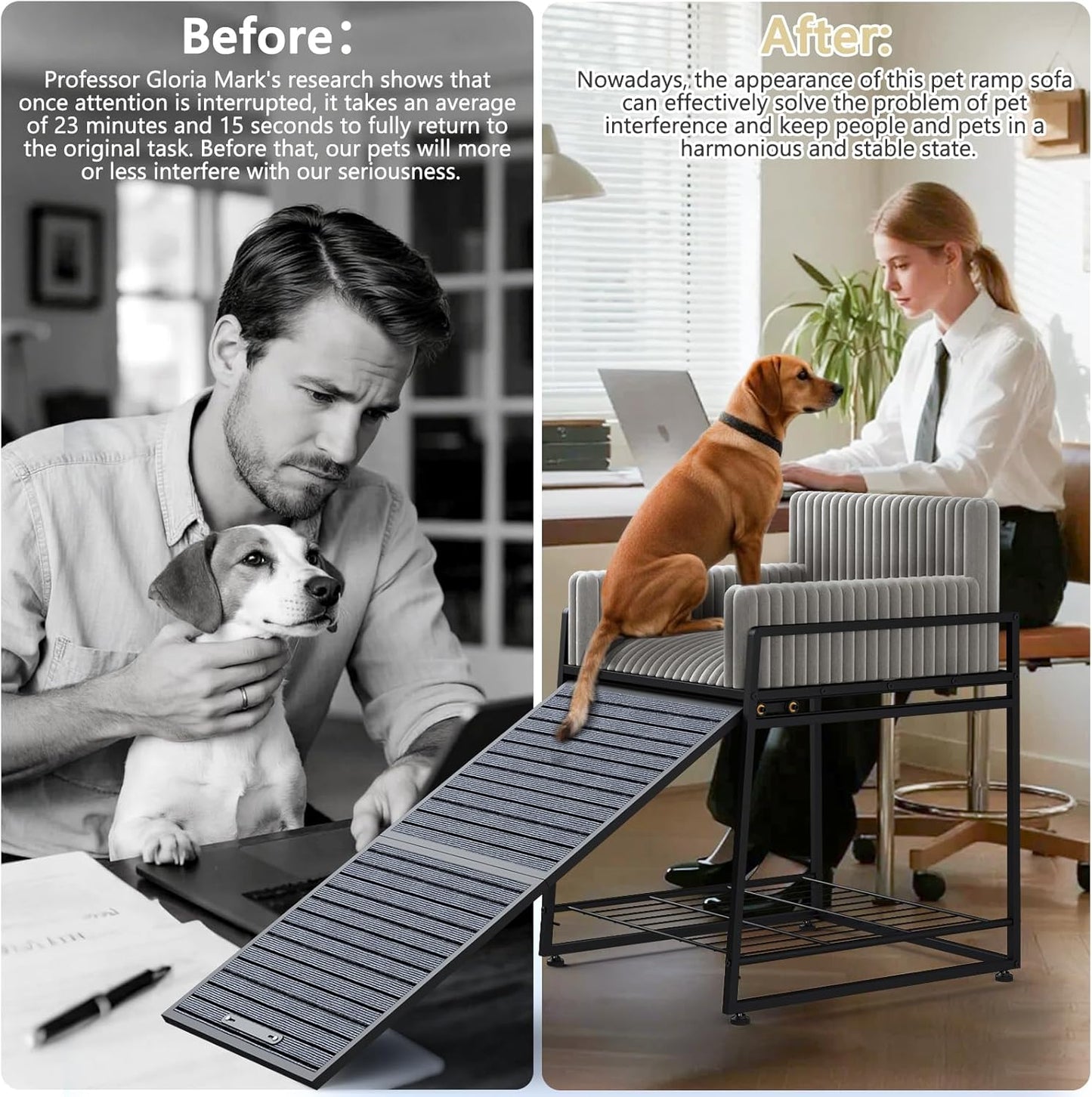 Pet Stairs Ramp with Seat,Dog Window Perch with Stairs and Storage,Dog Seat with Ramp Steps,Folding Pet Ramp for Dogs Cats,Bunk Bed Chair with Sofa Cushion for Bed Couch Office,Hold Up to 110 lbs