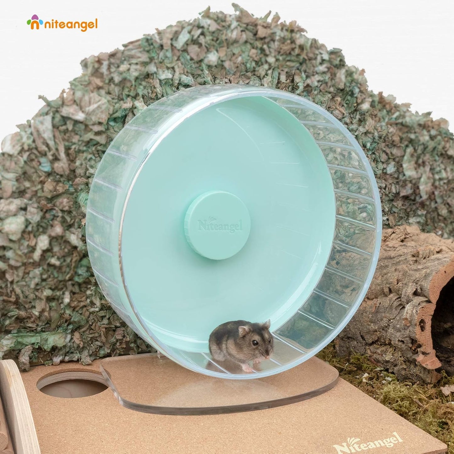 Niteangel Super-Silent Hamster Exercise Wheels: - Quiet Spinner Hamster Running Wheels with Adjustable Stand for Hamsters Gerbils Mice Or Other Small Animals (M, Mint Green)