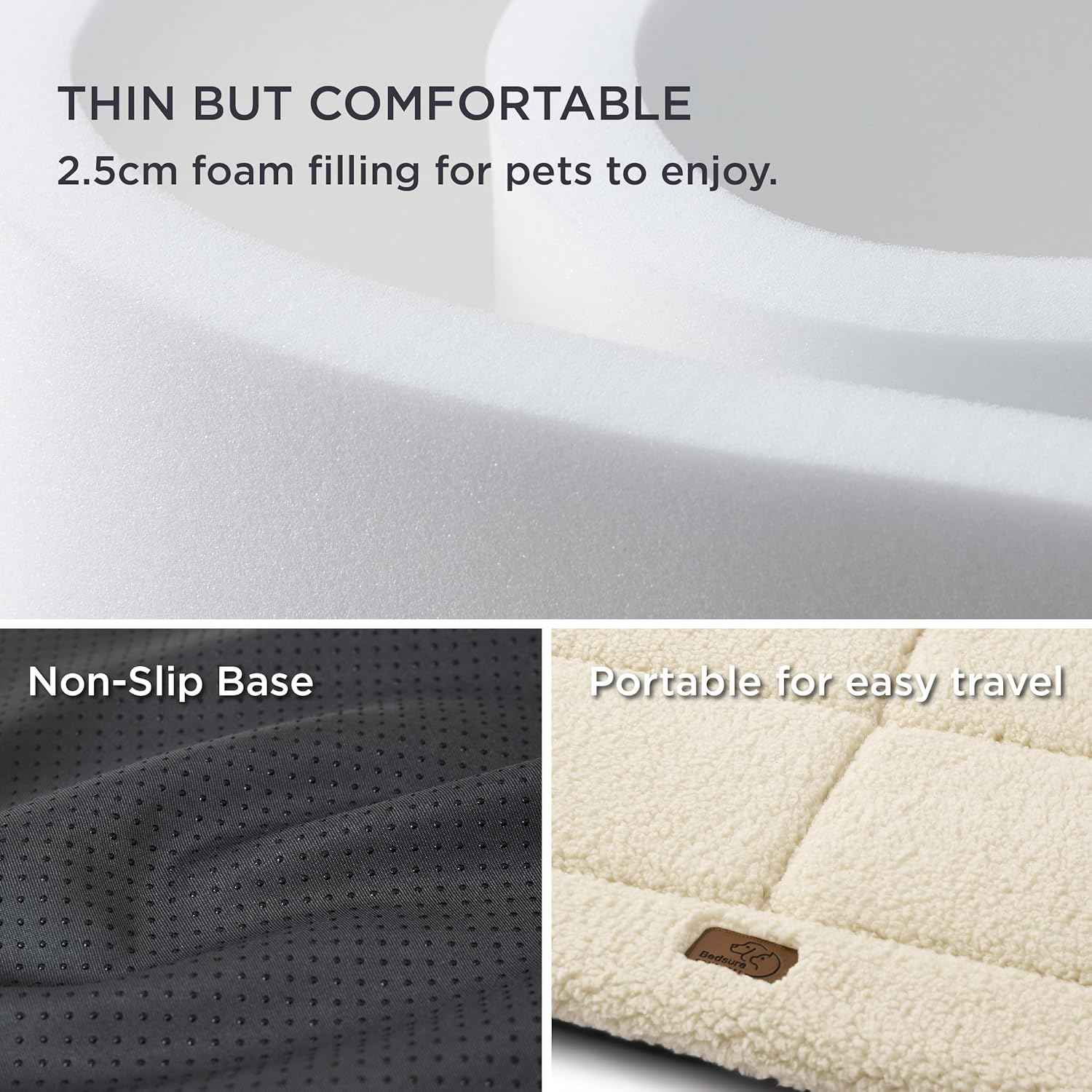 Bedsure Washable Dog Crate Bed for Large Dogs, Reversible Foam Floor Pet Mat, Versatile Lightweight Pet Crate Pad for Cages