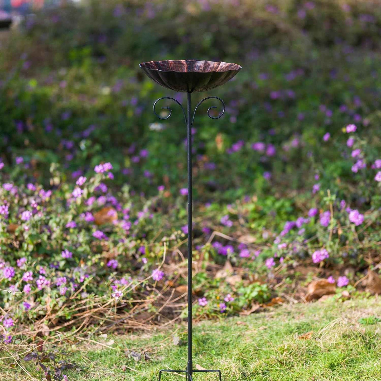 Metal Bird Baths for Outdoors, 39" H Birdbath with 10 Inch Bowl, Standing Bird Bath & Bird Feeder with Stake for Outside Garden Patio Yard Lawn Decor, Copper