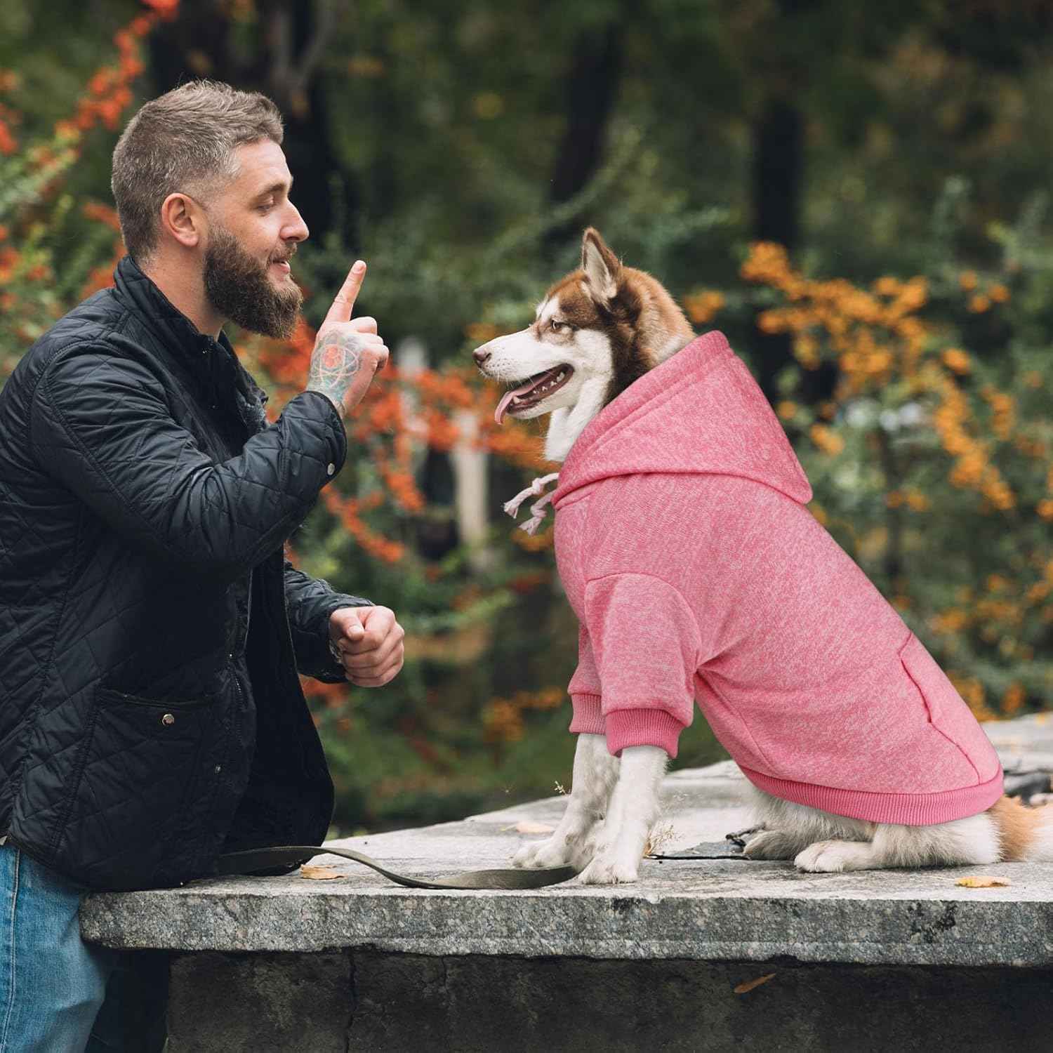 Dog Sweaters for Medium Dogs Dog Hoodie Fleece Sweater Soft Clothes Sweatshirt with Pocket Hoodie for Medium Dogs(Pink&M)