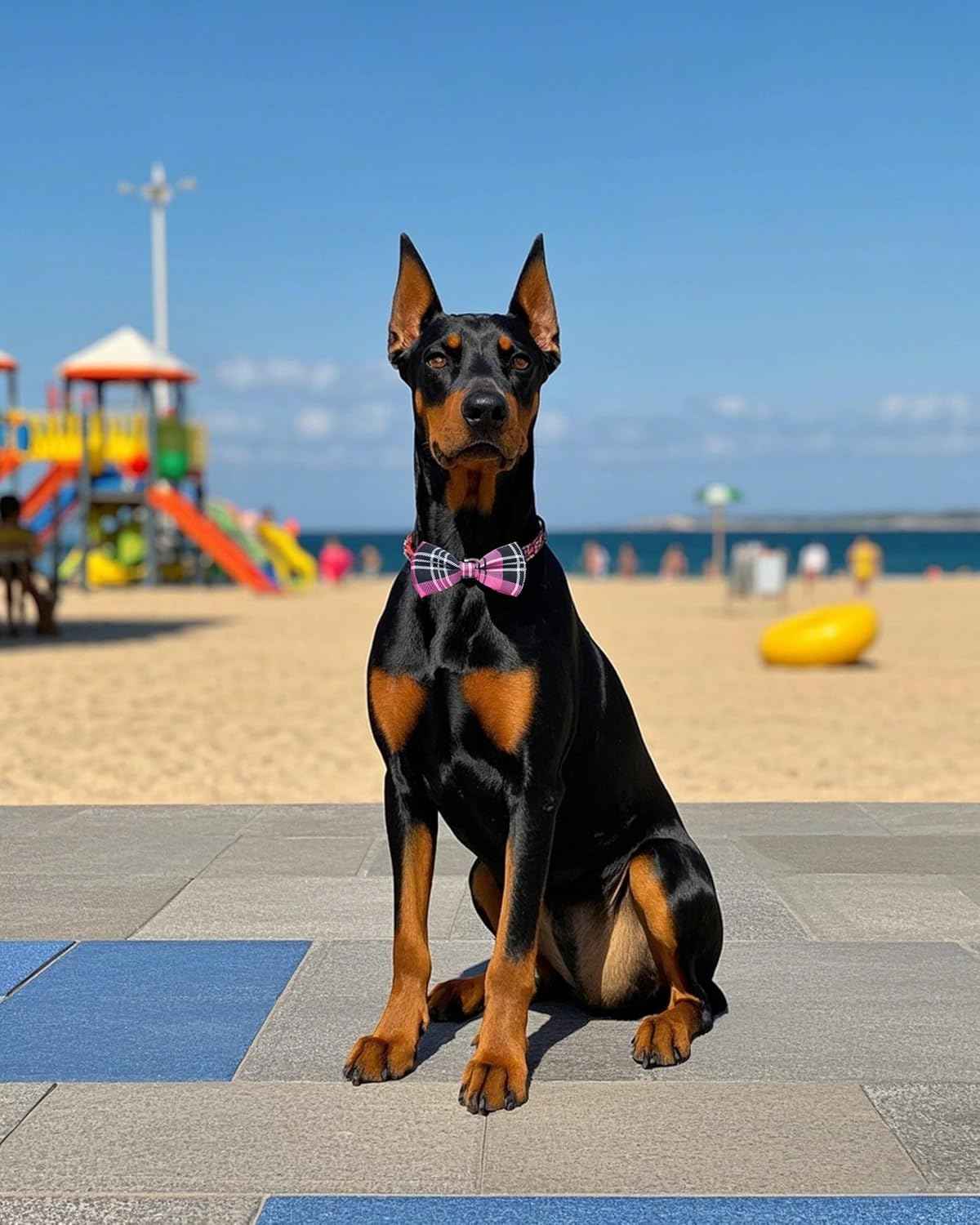 PET SHOW 8 Pack Plaid Big Dogs Collar Bow Ties for Medium Large Dogs Collar Charms Accessories Slides Attachment Bowties for Birthday Wedding Parties Assorted
