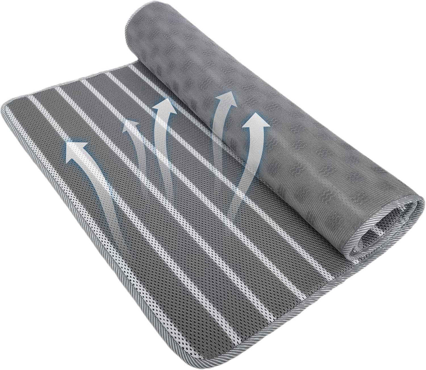 REEZEIVI Breathable Dog Crate mat with Anti-Slip Bottom,3D air mesh Pet Crate pad,Non-stuffy Dog Sleeping Bed,pet mat, Machine Washable Pet Mat for Sleeping (30X19, Sliver Grey Mat)