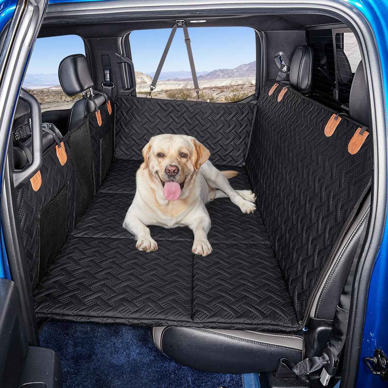 MAXFUT Dog Back Seat Extender for Truck,Truck Dog Seat Cover Back Seat,Dog Hammock for Truck,Hard Bottom Seat Extender,Pet Seat Covers for F150/RAM1500/Silverado