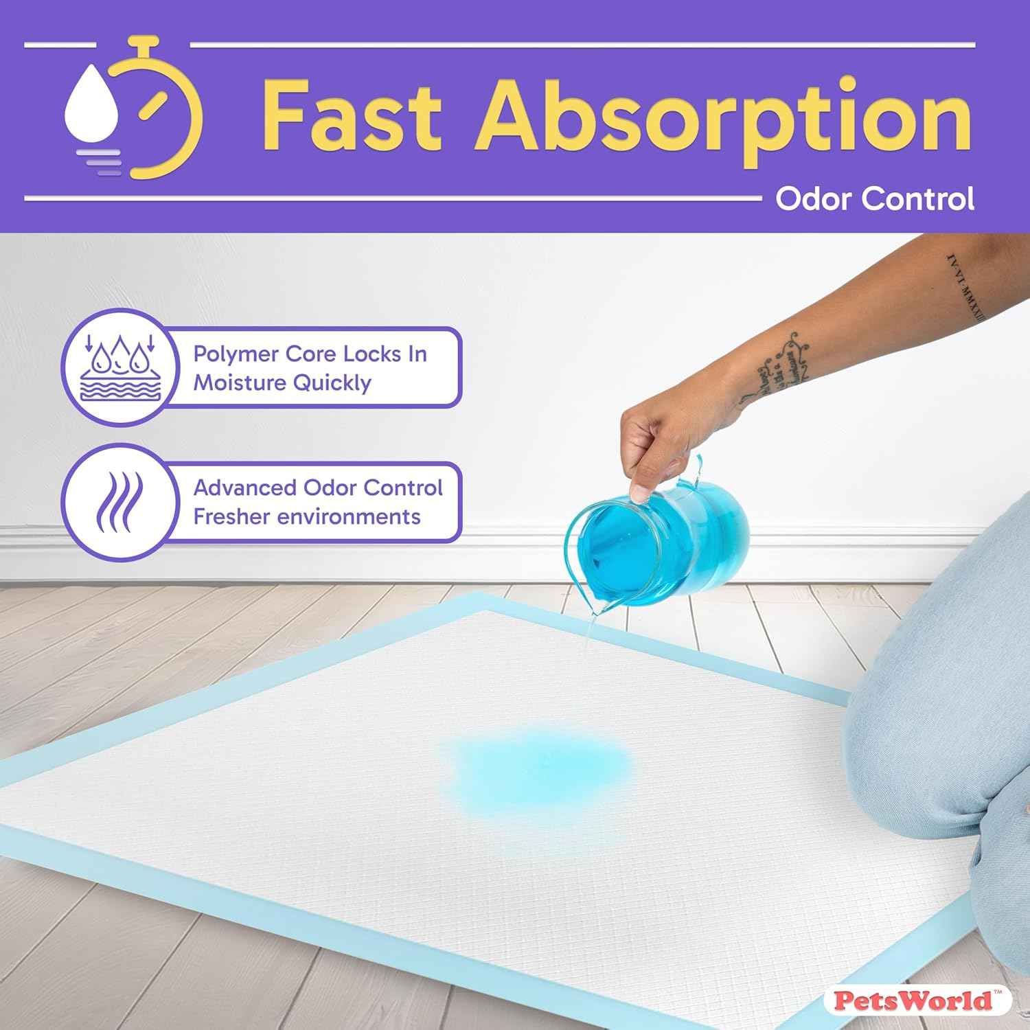 PETSWORLD Puppy Pads, 23x36 Inch, 600 Count - Puppy Pee Pads for Dogs, Tear Resistant, Economy Value, Super-Absorbent Polymer Gel Core, Perfect for Puppies, Smaller Dogs