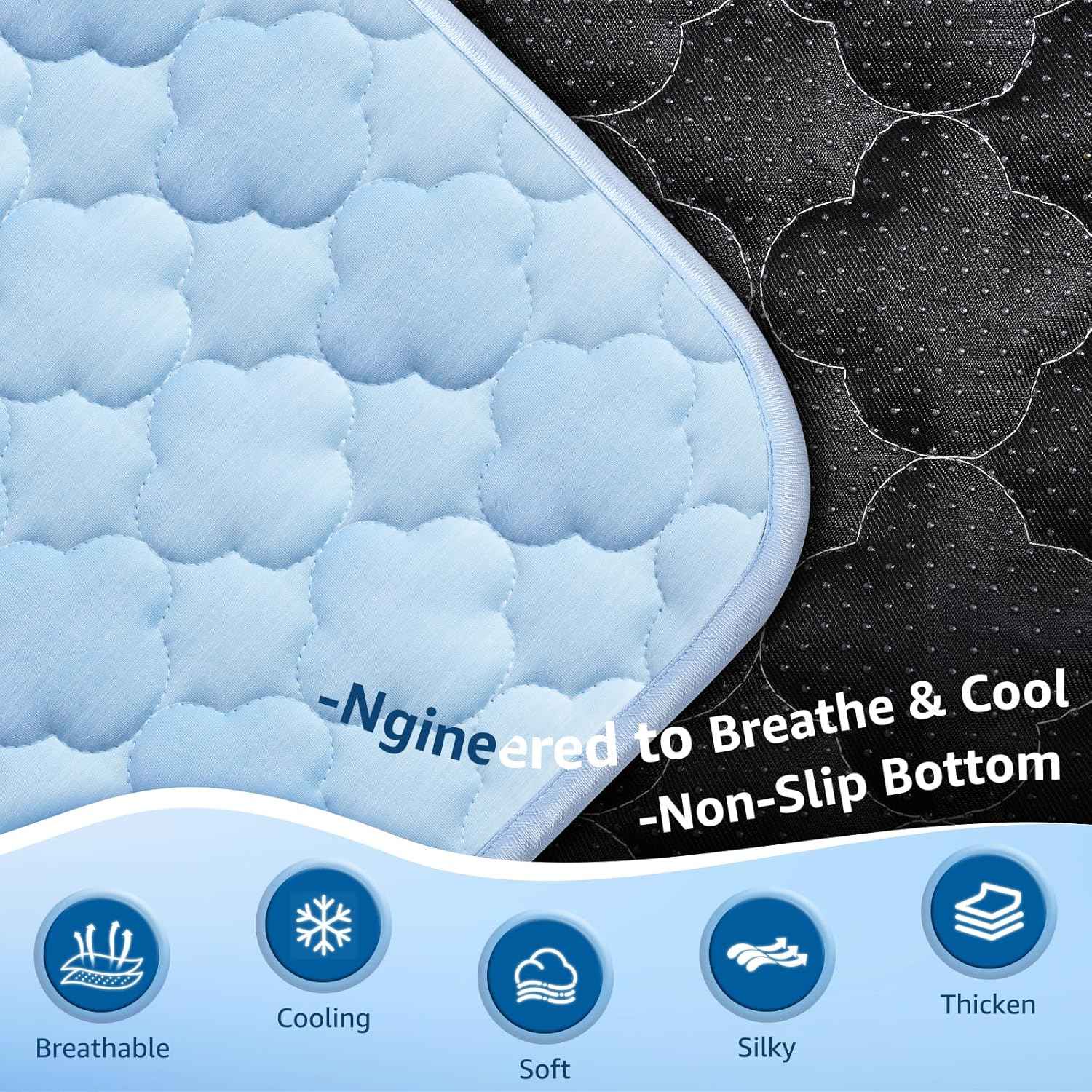 Dog Cooling Mat for Large Dogs, Long-Lasting Cool Pad for Dogs Outdoor & Indoor Use with Ice Silk Fabric & Waterproof Cover, Summer Cooling Pet Bed 36" x 26", Non-Slip Washable Pet Blanket