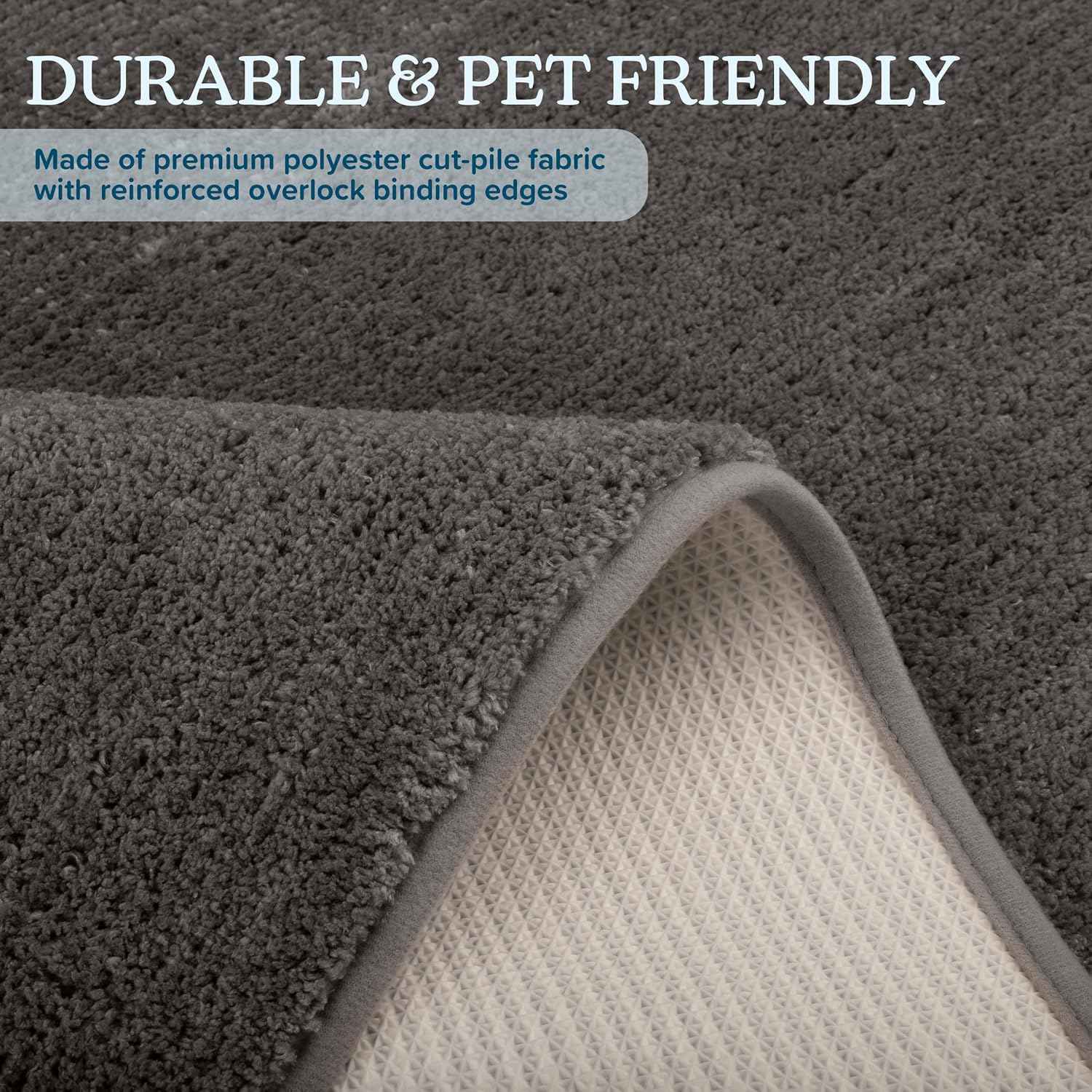 Dog Door Mat - 36x26-Inch Large Entryway Rug with Non-Slip Back - Super Absorbent Microfiber Dog Mat for Muddy Paws, Wet Shoes, and Dog Bowls - Machine Washable Mud Mats for Dogs by PETMAKER (Gray)