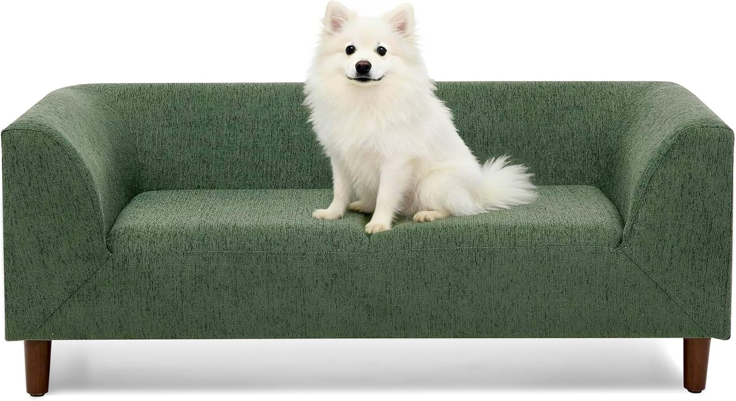 Dog Sofa Couch for Medium Dogs, Memory Foam Dog Sofa Bed, Modern Elevated Pet Couch Bed with Wooden Legs for Medium Dogs, Green
