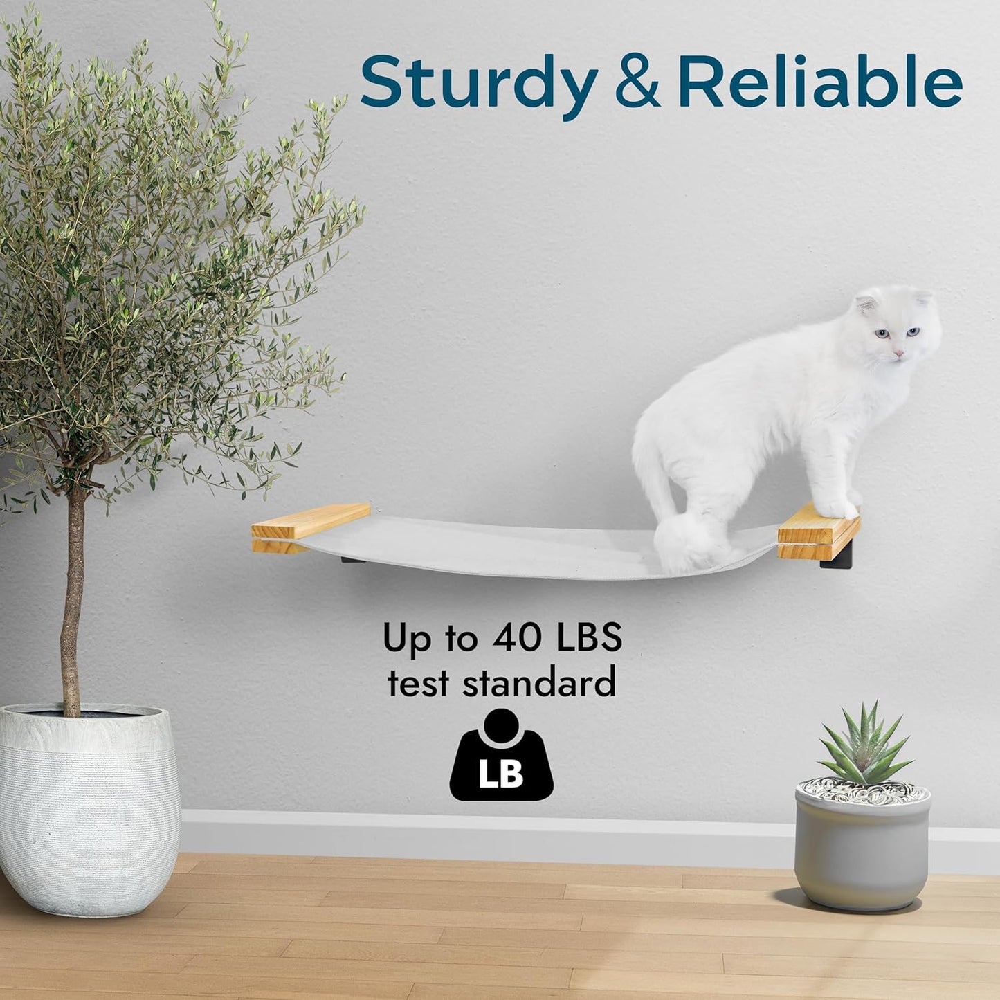 SANDPEAK Cat Wall Hammock | Cat Shelves for wall | Bridge, Shelf and Perches | Modern Wall Furniture for Indoor Cats | Mounted Hammock Bed for Sleeping, Playing, and Lounging.