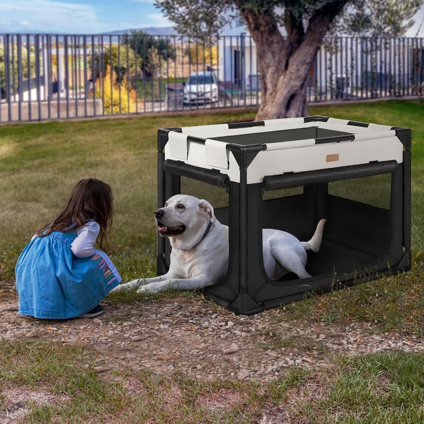 Akinerri Dog Crate, Dog Playpen, Medium Black