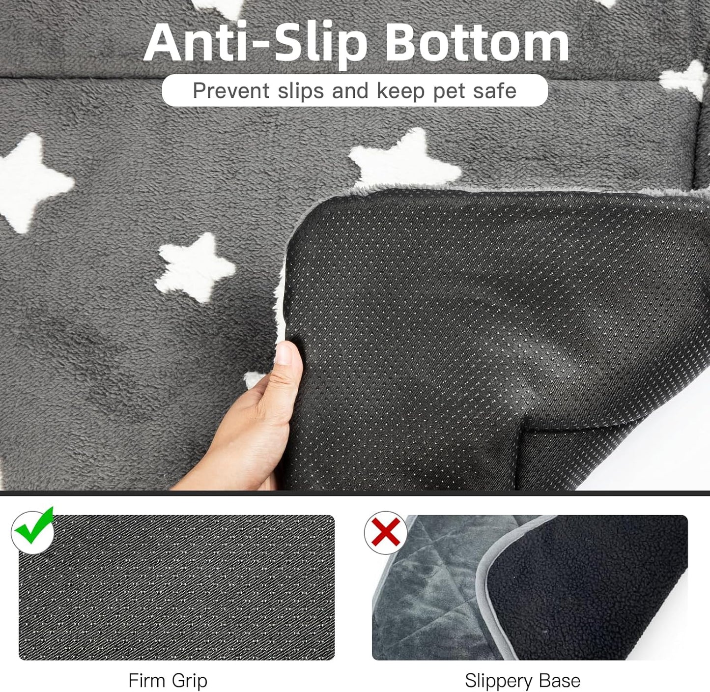 Mora Pets Dog Crate Pad Dog Kennel Bed Mat for Large Dogs Washable Cute Star Pet Bed for 36 inch Cage Ultra Soft Flat Puppy Cat Cushion for Cozy Sleeping Anti-Slip Grey 36 x 23