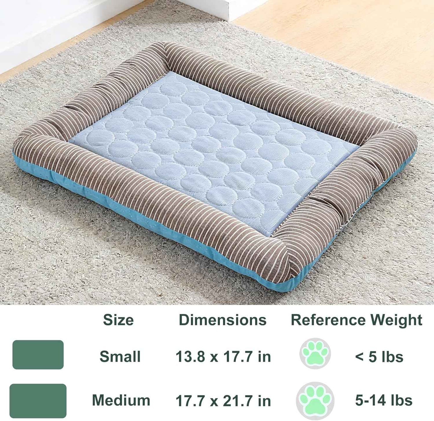 RPGT Summer Pet Self Cooling Pad Washable Sleeping Blanket- No Need to Freeze Or Refrigerate 14"x 18" Kennel Mat for Small Medium Dog and Adult Cat