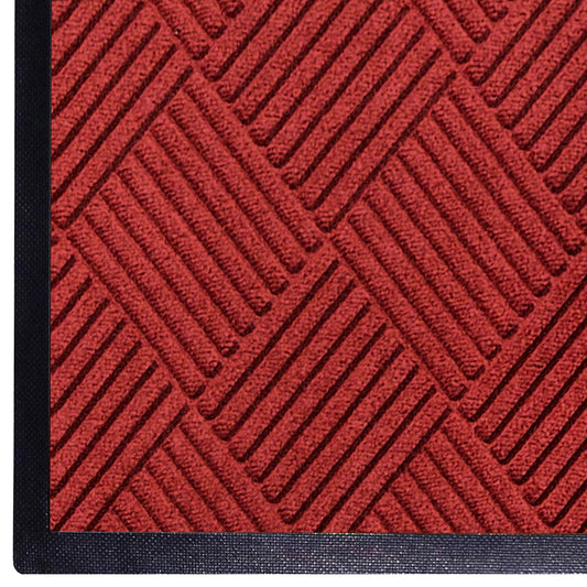WaterHog Diamond | Commercial-Grade Entrance Mat with Rubber Border – Indoor/Outdoor, Quick Drying, Stain Resistant Door Mat (Solid Red, 4' x 10')