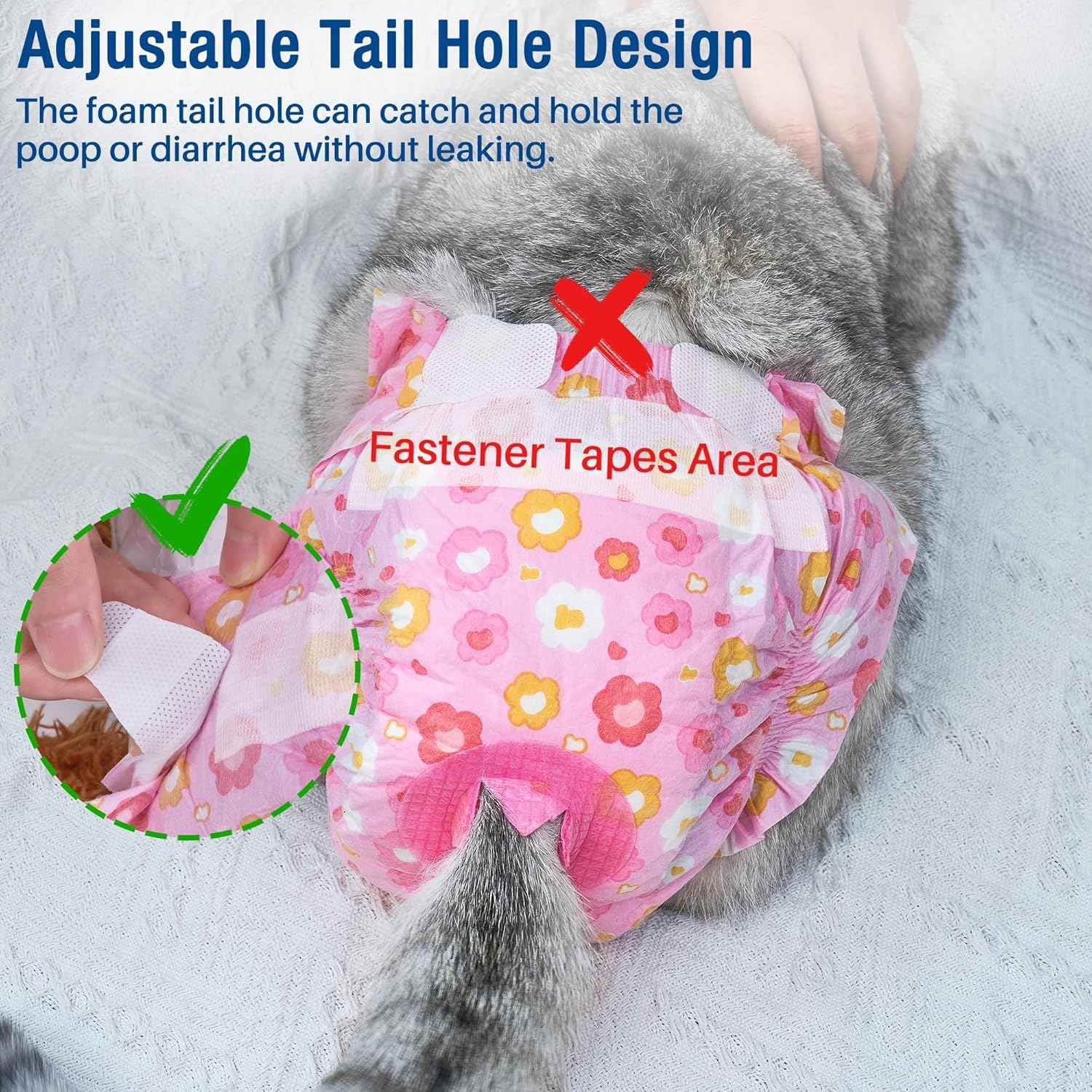 Pet Soft Dog Diapers Female, Disposable Female Dog Diaper, Doggie Diapers for Cat Puppy with Adjustable Foam Tail Hole(Pink,36XS)