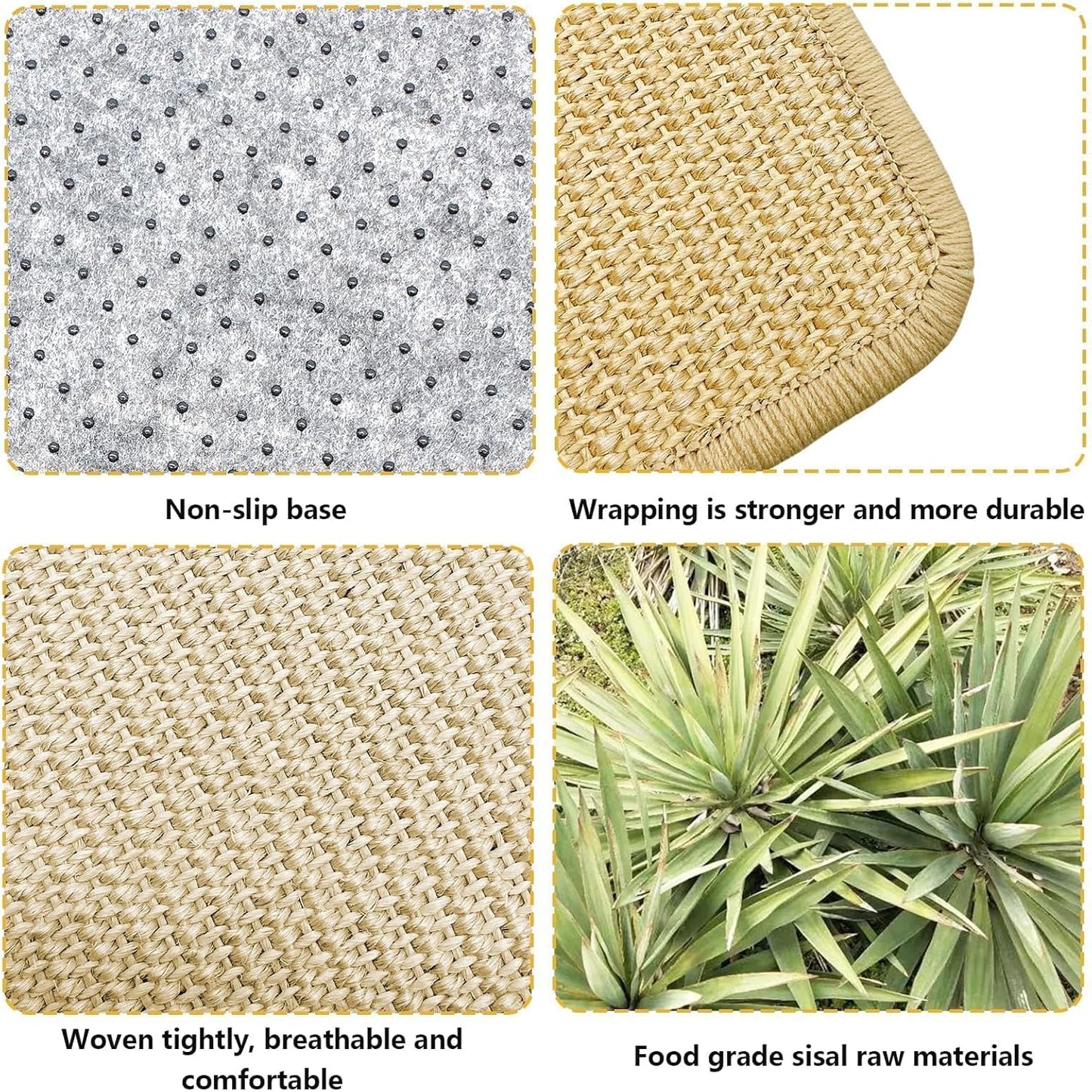 3Pcs Rabbit Scratching Pad 16 ×12'' Natural Sisal Bunny Scratch Pad Sugar Glider Hammock Climbing Cage Mat for Rabbit Bunny Guinea Pig Chinchilla