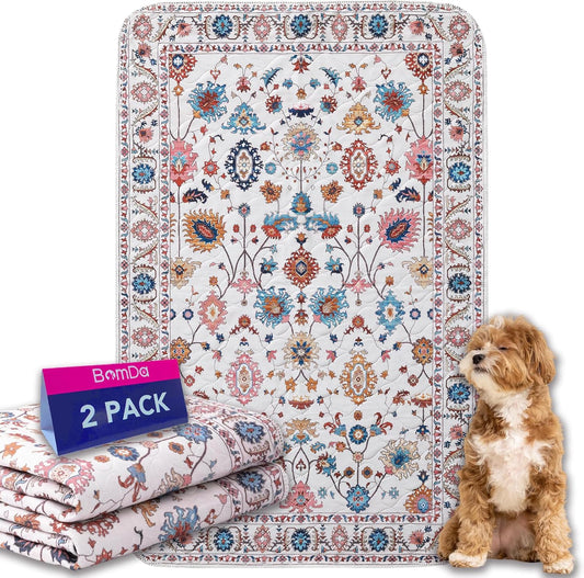 Non-Slip Washable Pee Pads for Dogs, 2 Pack Super Absorbent and Leak-Proof Reusable Puppy Pads, Pet Training Pads Protect Against Urine Leakage, Soft, Quick-Dry (Pattern B, 18''x24''(Pack of 2))