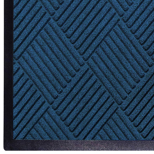 WaterHog Diamond | Commercial-Grade Entrance Mat with Rubber Border – Indoor/Outdoor, Quick Drying, Stain Resistant Door Mat (Navy, 12.2' Length x 3' Width)