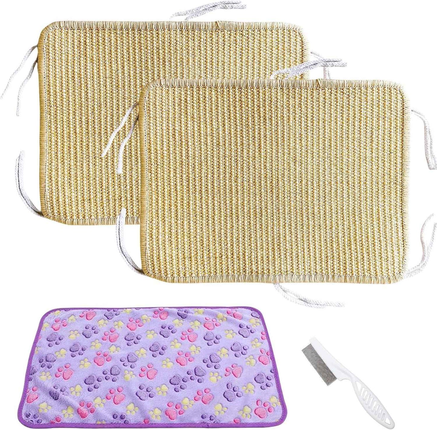 3Pcs Rabbit Scratching Pad 16 ×12'' Natural Sisal Bunny Scratch Pad Sugar Glider Hammock Climbing Cage Mat for Rabbit Bunny Guinea Pig Chinchilla