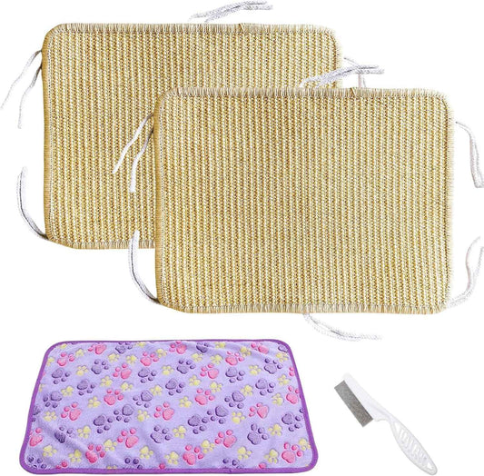 3Pcs Rabbit Scratching Pad 16 ×12'' Natural Sisal Bunny Scratch Pad Sugar Glider Hammock Climbing Cage Mat for Rabbit Bunny Guinea Pig Chinchilla