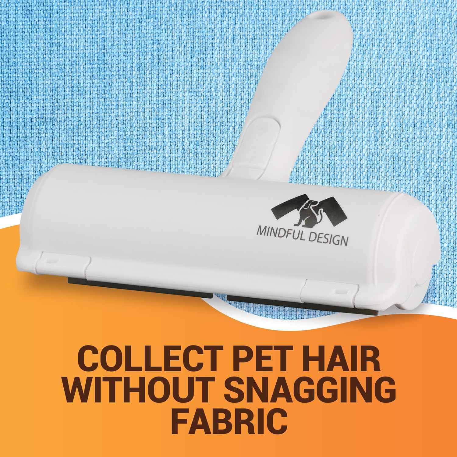 Mindful Design Roller Pet Hair Remover and Reusable Lint Roller - Cat and Dog Hair Remover for Furniture, Couch, Carpet, Clothing and Bedding - Portable, Multi-Surface Fur Removal Tool