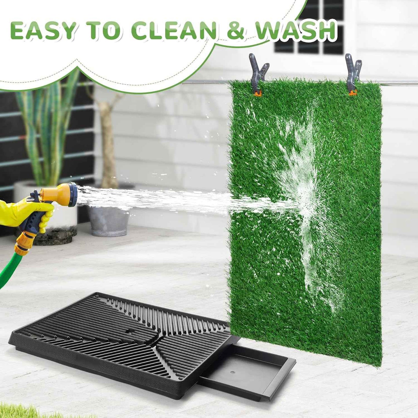 COZIWOW Grass Pad for Dogs with Tray, 25"×20" Dog Grass Pad with Tray for Puppy Potty Training, Washable Indoor Dog Potty Grass, Resuable Artificial Porch Potty Pet Loo