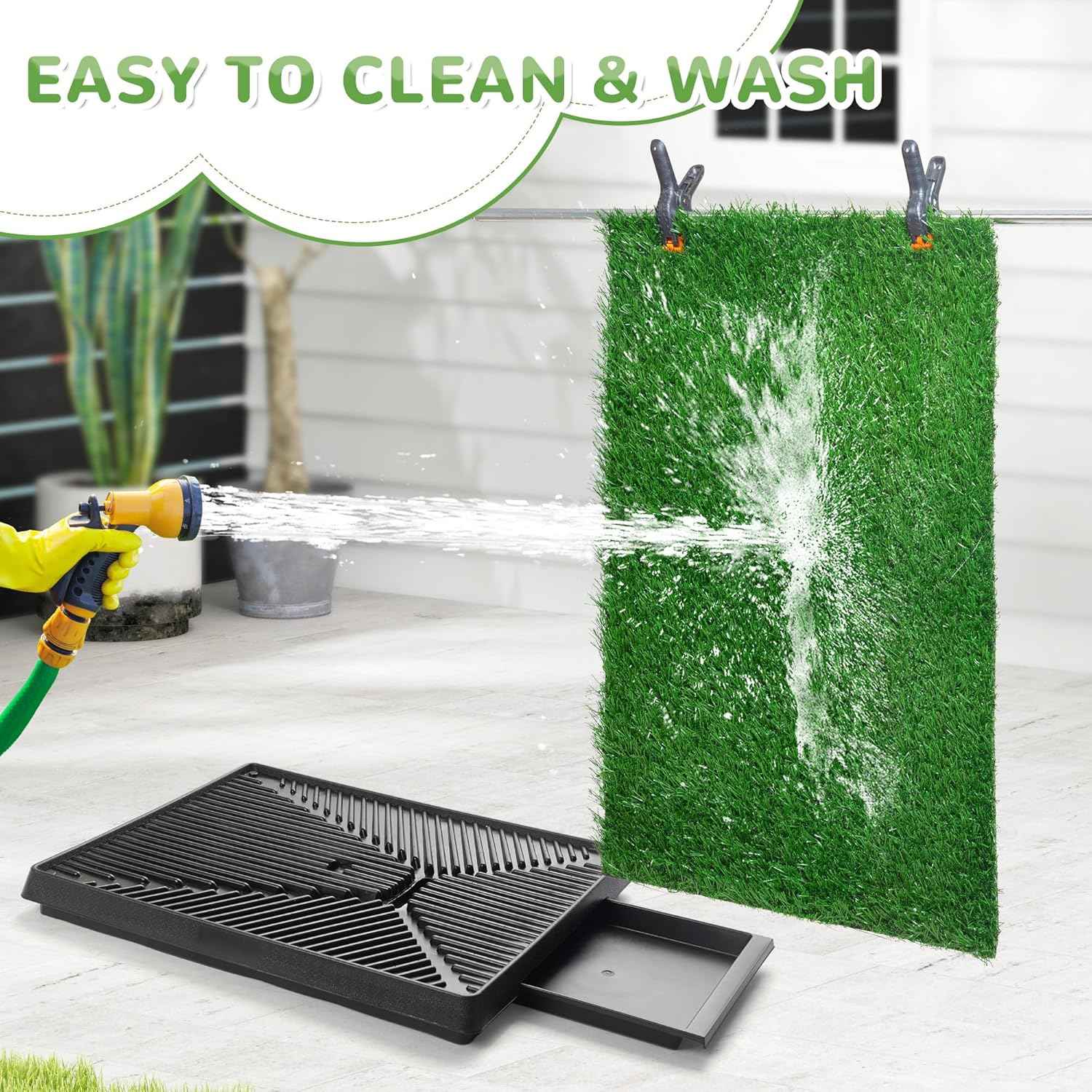 COZIWOW Grass Pad for Dogs with Tray, 25"×20" Dog Grass Pad with Tray for Puppy Potty Training, Washable Indoor Dog Potty Grass, Resuable Artificial Porch Potty Pet Loo
