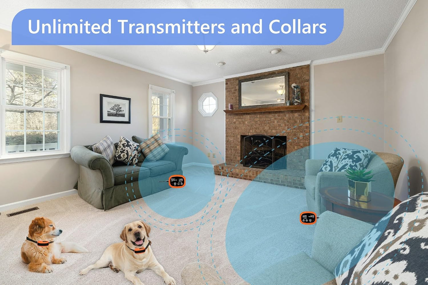 Indoor Pet Barrier for 2 Dogs, Wireless Indoor Electric Fence, Pet Gate, Keeps Areas Off Limits, Dog Fence Waterproof/Rechargeable Training Collar (2 Dogs System)