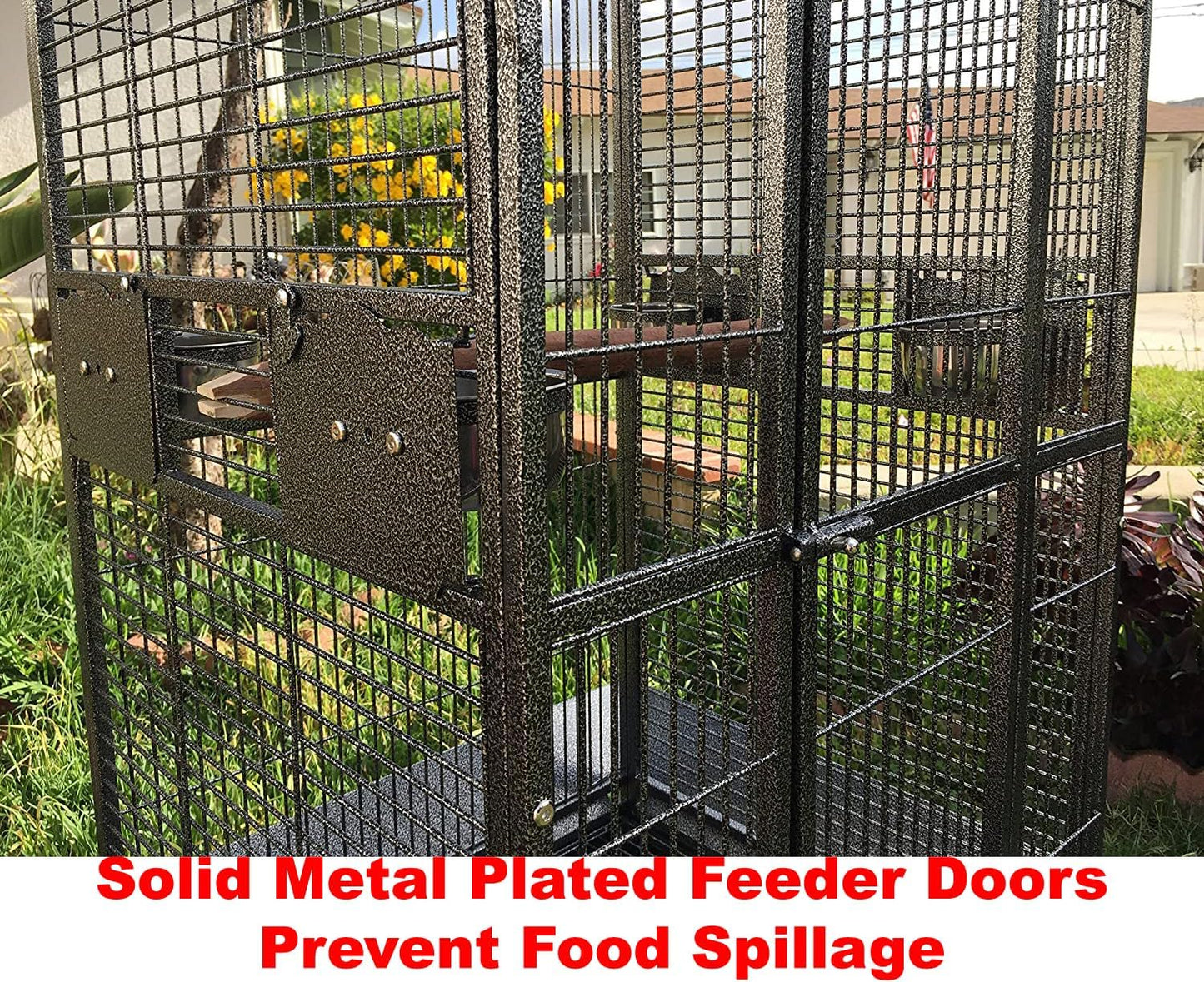 4 Size, X-Large 32" L x 23" W x 66" H Castle PlayTop Parrot Bird Cage On Wheels for Large Size Macaws Cockatoos African Grey Amazon