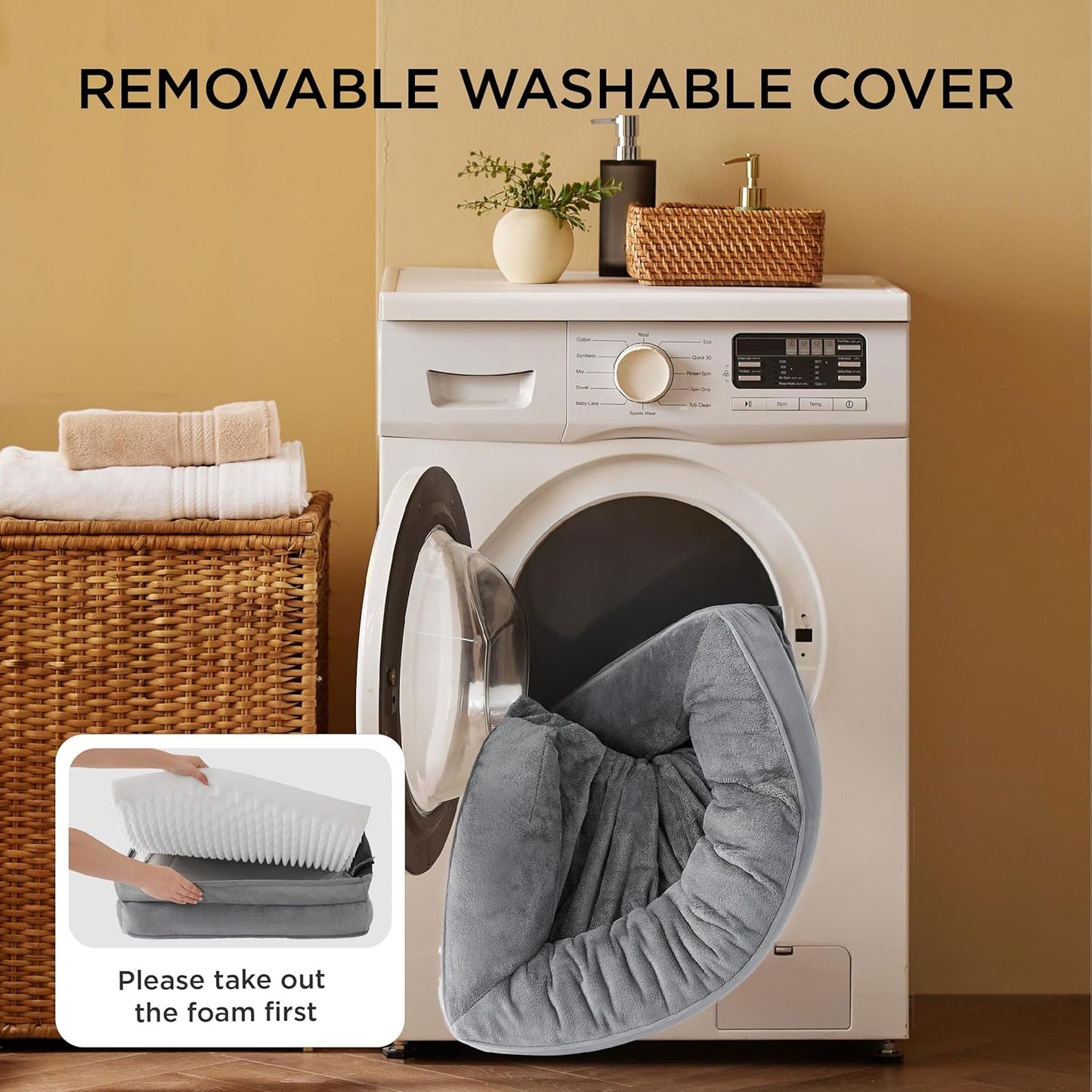 Bedsure L Plus Orthopedic Dog Bed for Large Dogs - Washable Dog Cat Bed Waterproof, L Plus Big Comfort Dogs Couch Sofa with Washable Removable Cover, Pet Bed with Nonskid Bottom, Grey, 38"