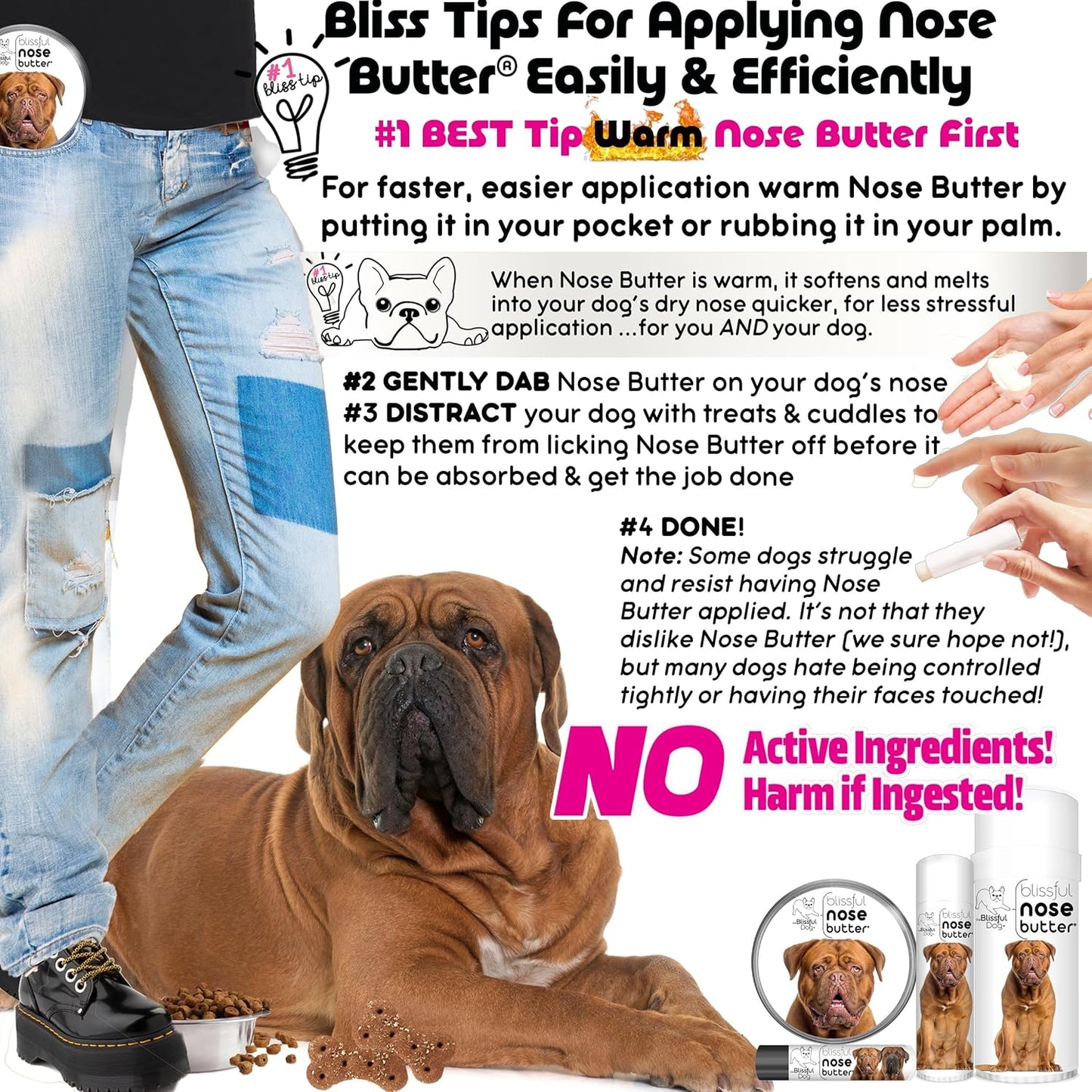 The Blissful Dog Dogue De Bordeaux Unscented Nose Butter, 2.25-Ounce Tube