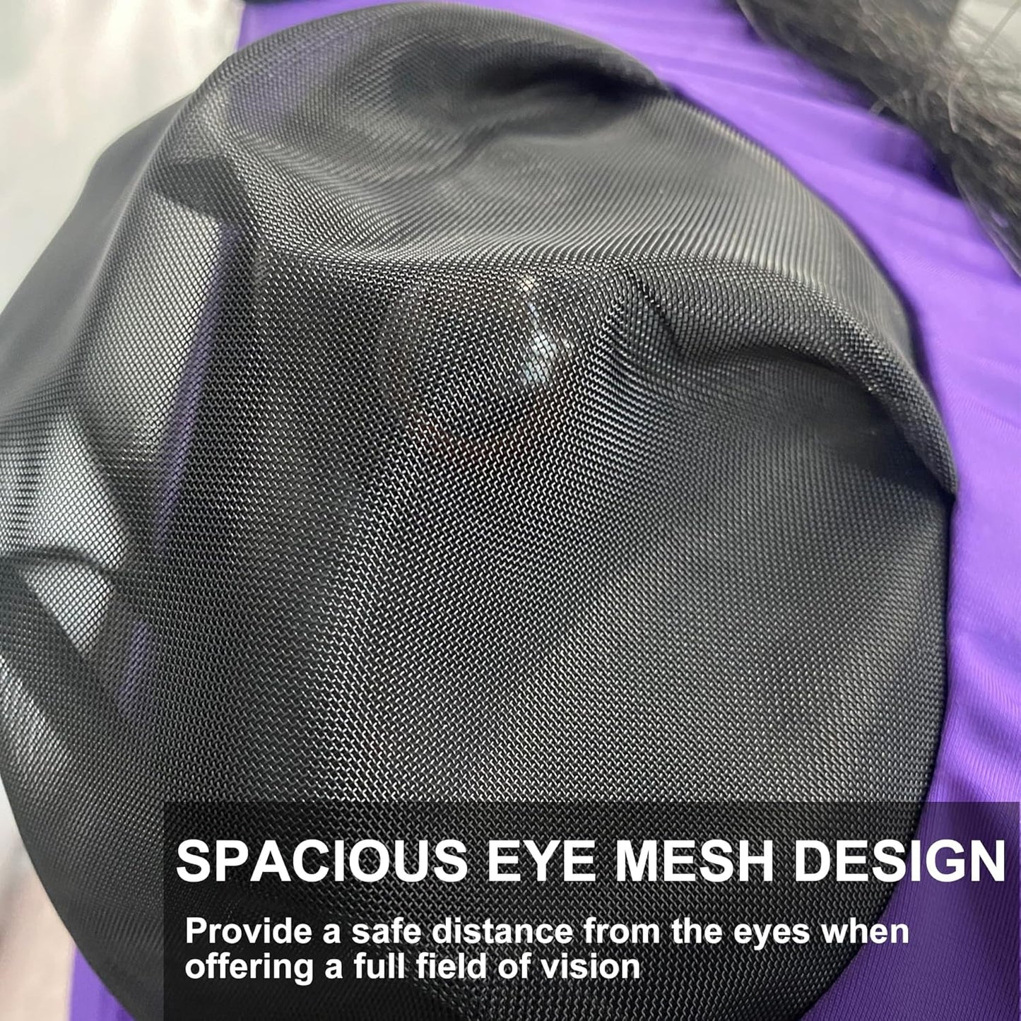 Stretchy Horse Fly Mask for Horses, Soft Lycra Equine Mesh Mask, Elasticity Horse Face Covering, Breathable&UV Protection, Violet, Full