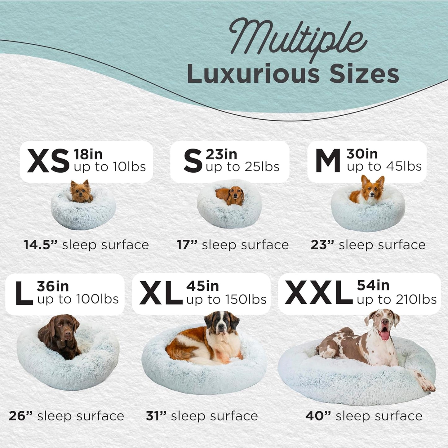 Best Friends by Sheri Original Calming Donut Dog and Cat Bed, Shag Faux Fur, Frost Gray, XL (45in x 45in) - Anxiety Relief for Pets Up to 150 lbs