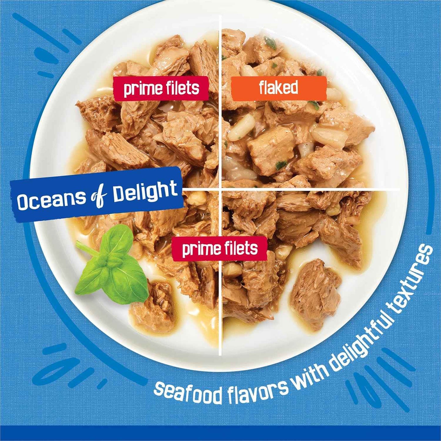Purina Friskies Wet Cat Food Variety Pack, Oceans of Delight Flaked and Prime Filets - (Pack of 40) 5.5 oz. Cans