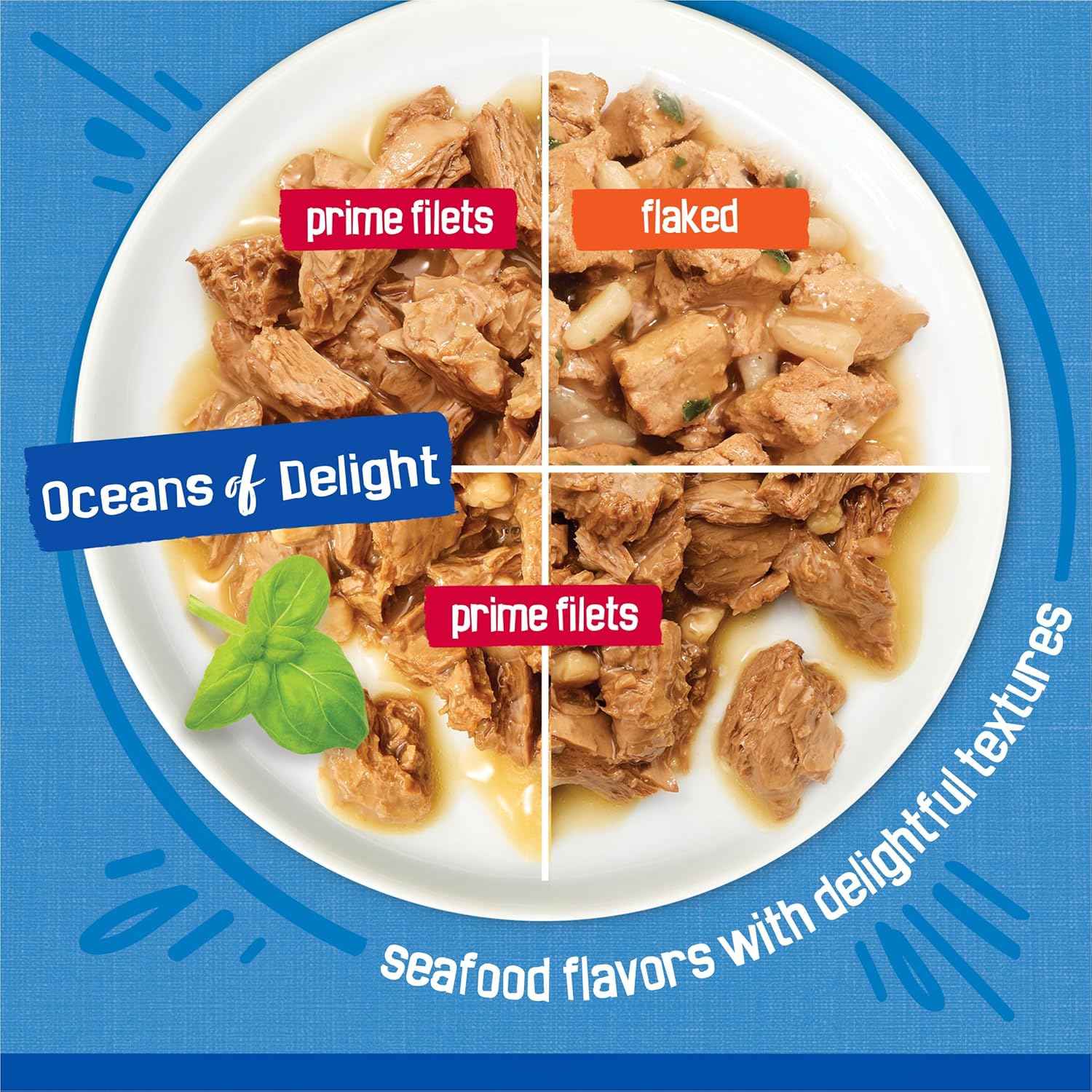 Purina Friskies Wet Cat Food Variety Pack, Oceans of Delight Flaked and Prime Filets - (Pack of 40) 5.5 oz. Cans