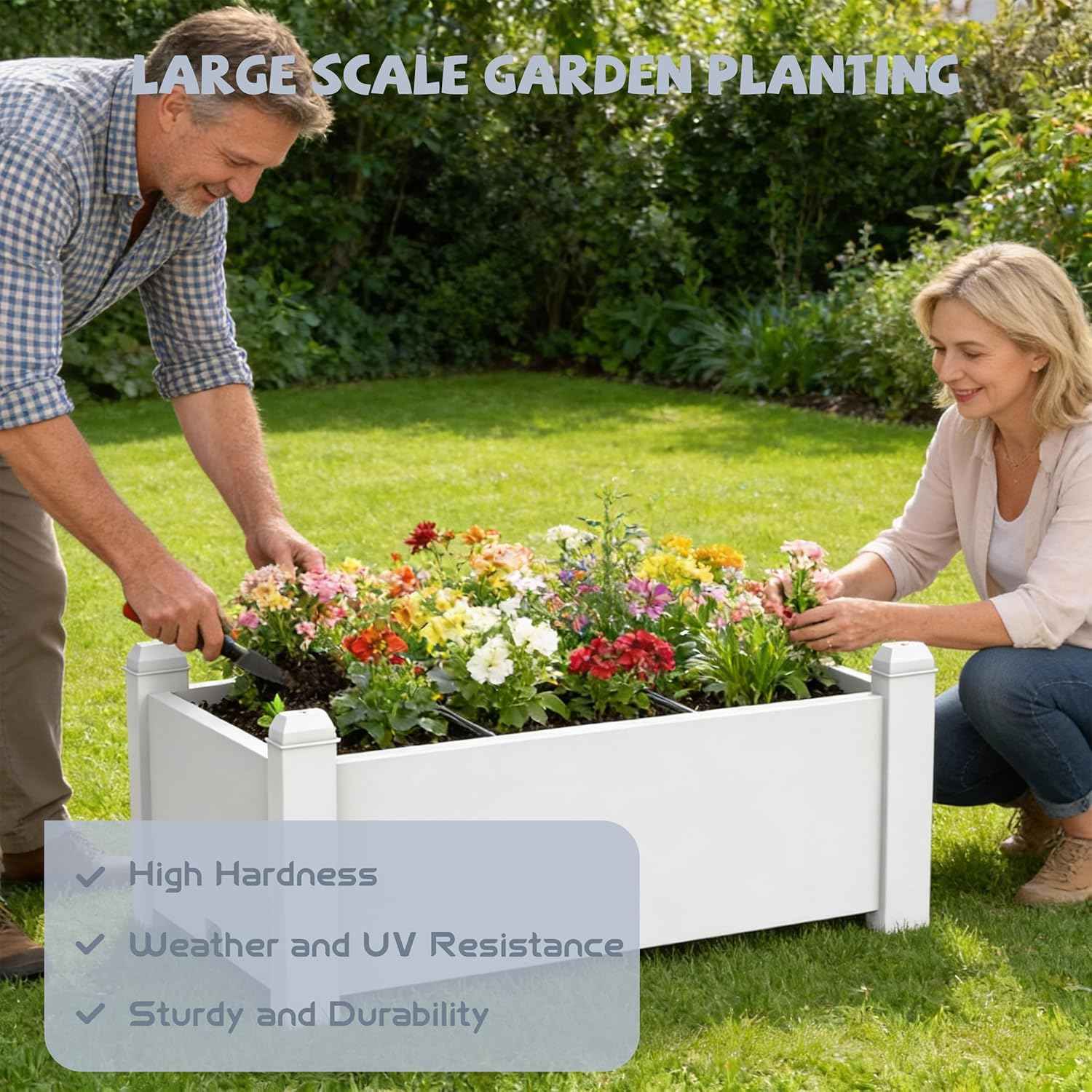 Elevated Raised Garden Bed, 14 Gallon Outdoor Large Resin Patio Planter Box Stand Divisible with Drain Plug, Water Monitor for Plants Vegetables Flowers Fruits (Ashen)