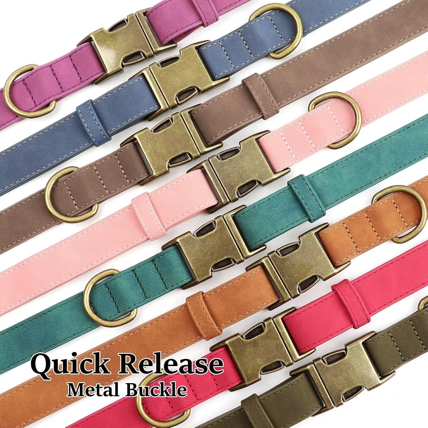 Didog Soft PU Leather Dog Collar, Stylish Quick Released Dog Collars for Large Dogs, Easy Clean Adjustable Pet Collar for Daily Walking, Light Brown, XL Fit 17-27" Neck