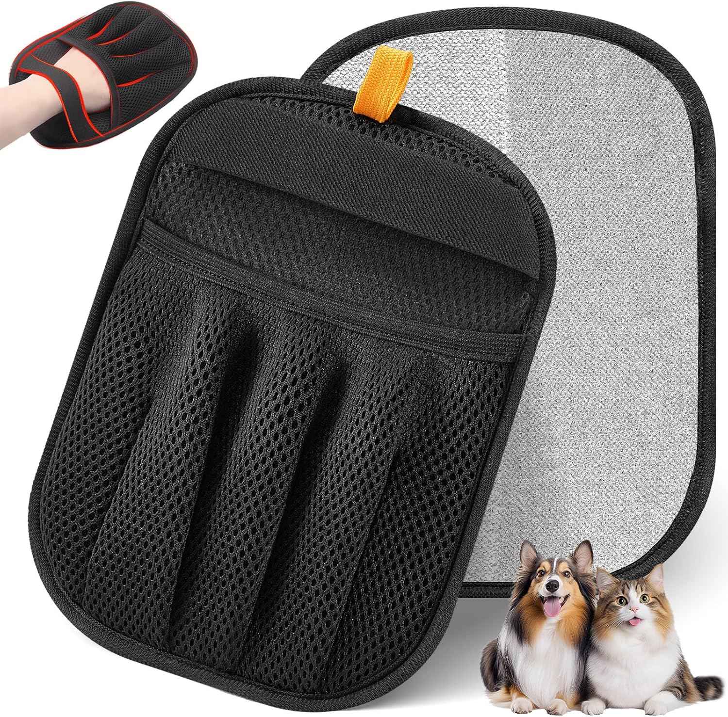 Pet Hair Removal Glove for Cats & Dogs, Upgraded Five-Finger Electrostatic Pet Hair Gloves, Reusable Magic Brush Pet Hair Remover Tool for Laundry, Couch, Carpet, Car Seat