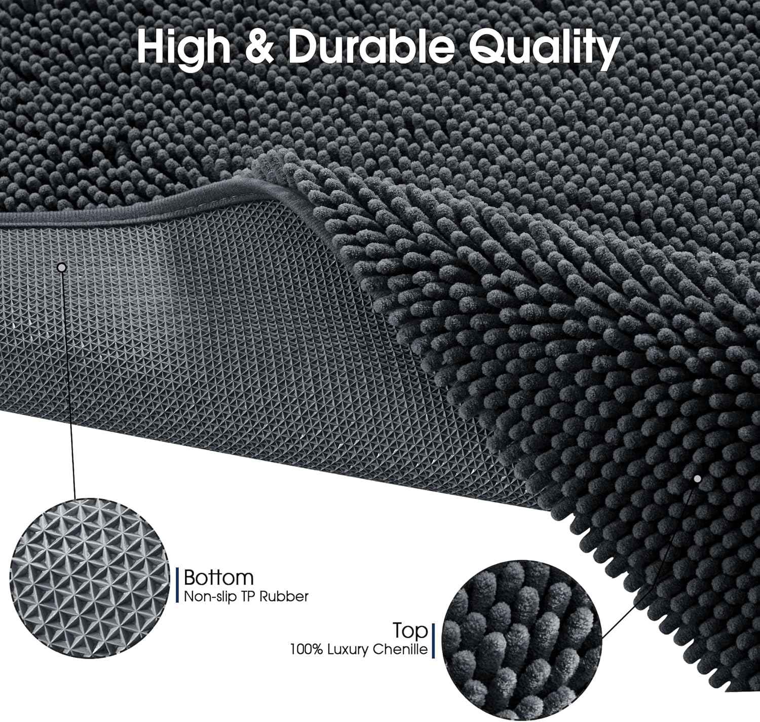 Super Absorbent Dog Door Mat for Muddy Paws, 72"x24" Dirt Trapper Non-Slip Chenille Mat for Mud Dogs, Machine Washable Quick Dry Indoor Entryway Rug,Dark Grey