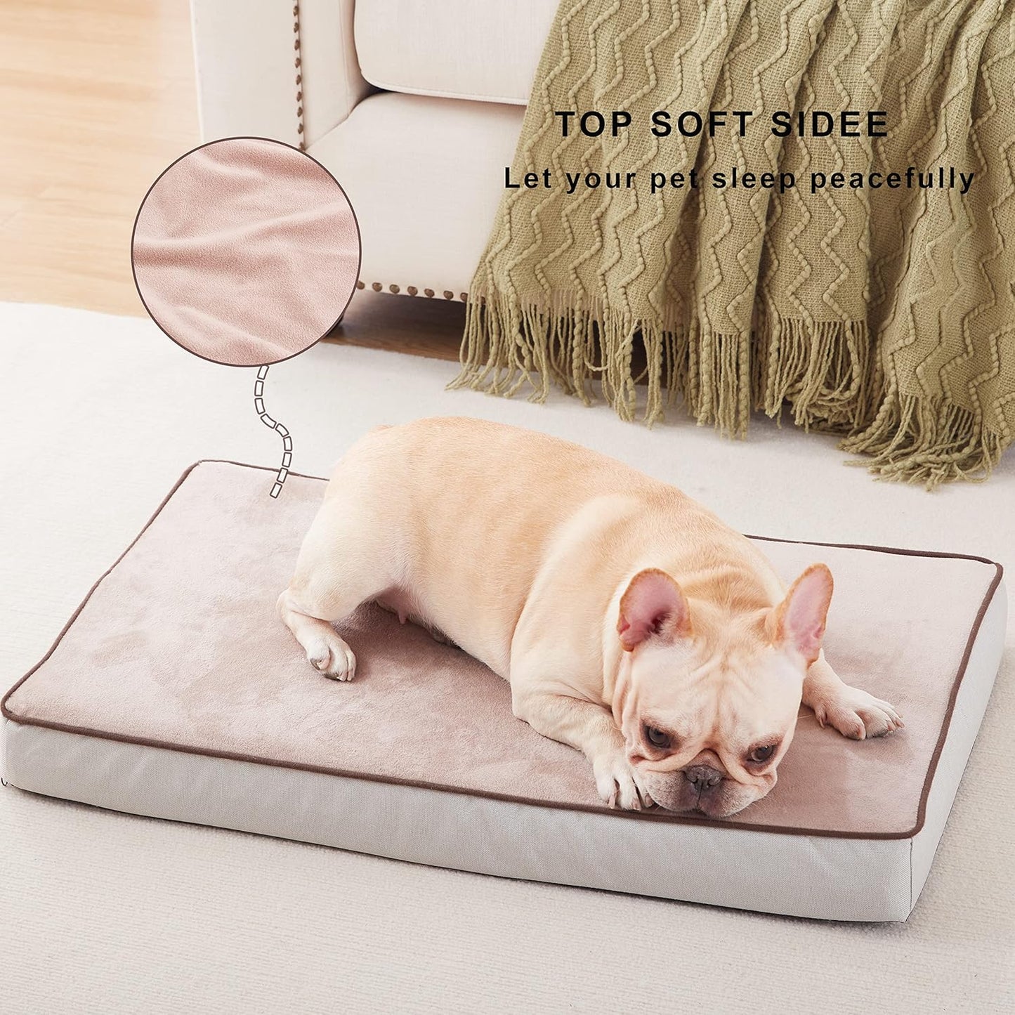 Orthopedic Memory Foam Dog Bed, Cooling Dog Beds for Medium/Large Dogs -Waterproof Pet Bed for Crate with Removable Washable Cover, L(35inch,65Lbs)