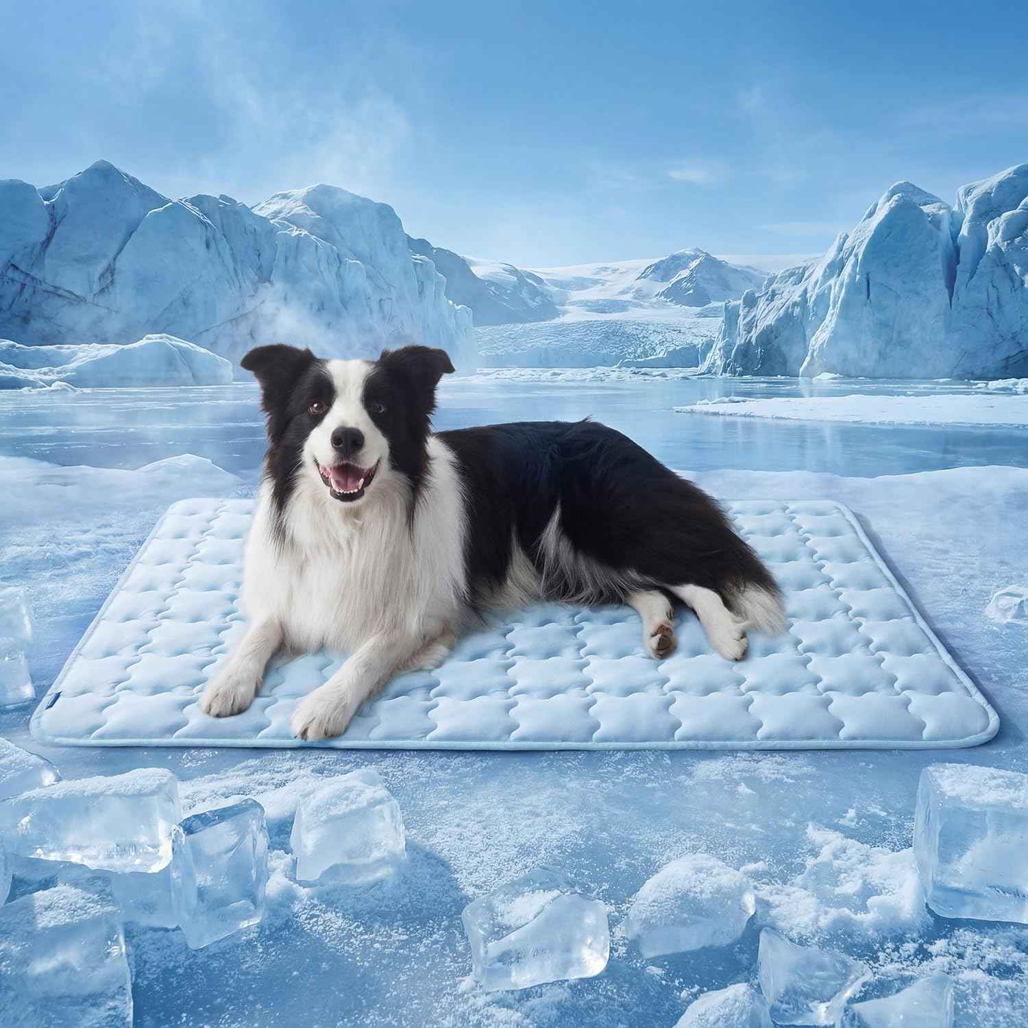 Bedsure Cooling Dog Mat Extra Large, Q-Max>0.5 XL Thin Breathable Cold Crate Pad for Pet, Portable Washable Kennel Bed for Summer Active Dog with Chill Soothing Fabric to Rapid Cooling, 41x28, Blue